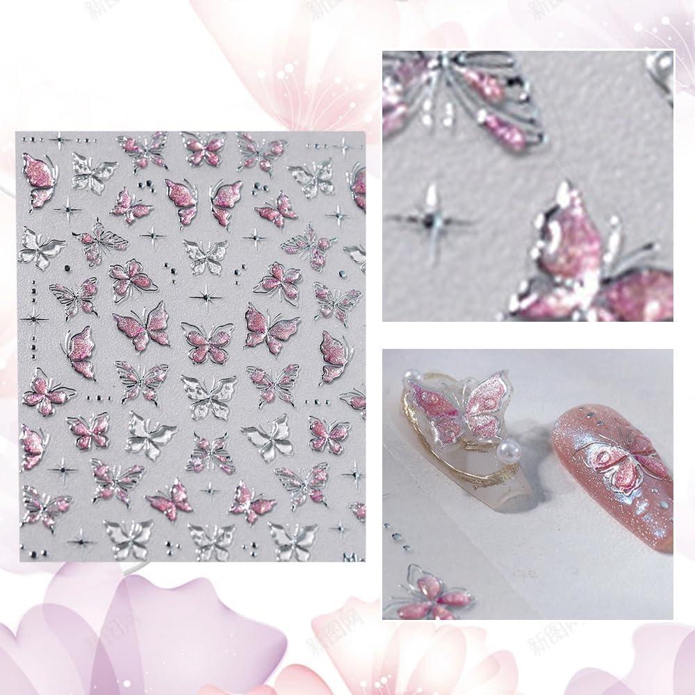 Calcomanías de Arte de Uñas 5D Mariposa Mulaibdin - 3 Pcs