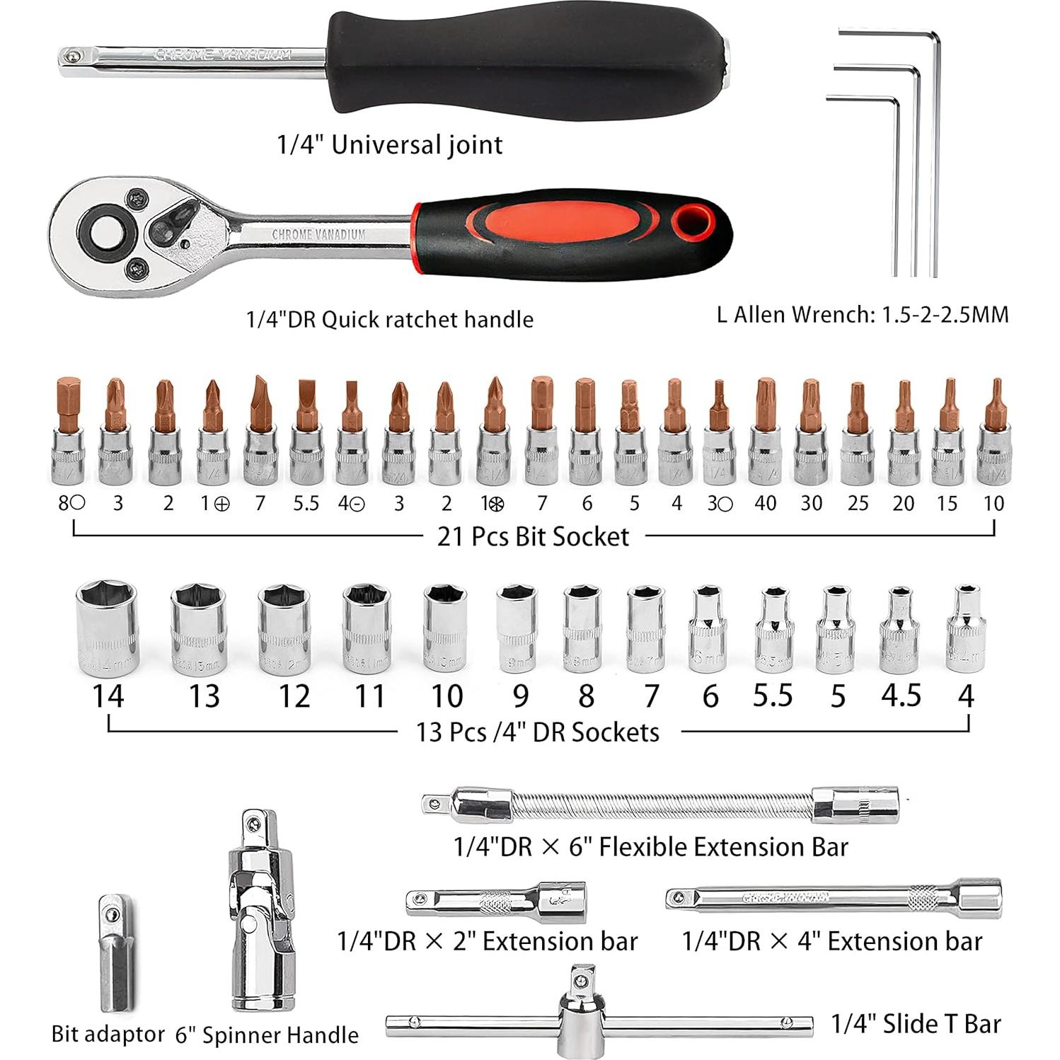 Juego de Llaves 46 PCS CUNHUY con Estuche y Carraca Rápida