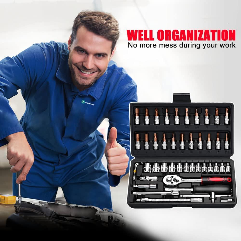 Juego de Llaves 46 PCS CUNHUY con Estuche y Carraca Rápida