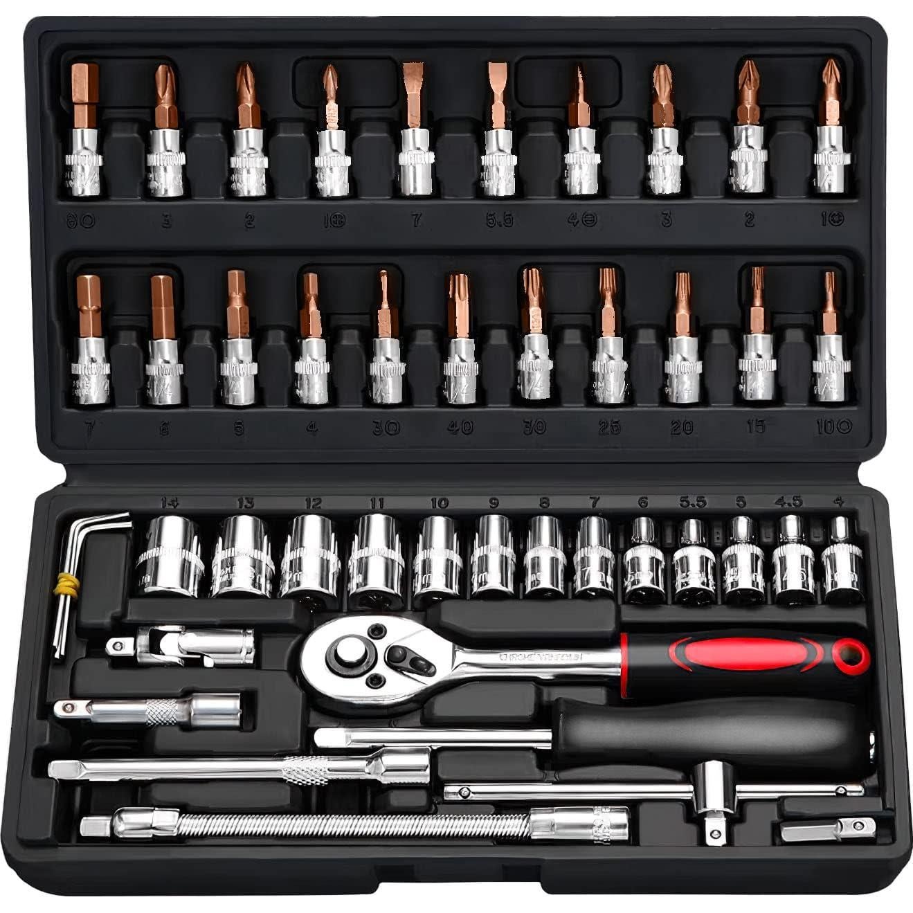 Juego de Llaves 46 PCS CUNHUY con Estuche y Carraca Rápida