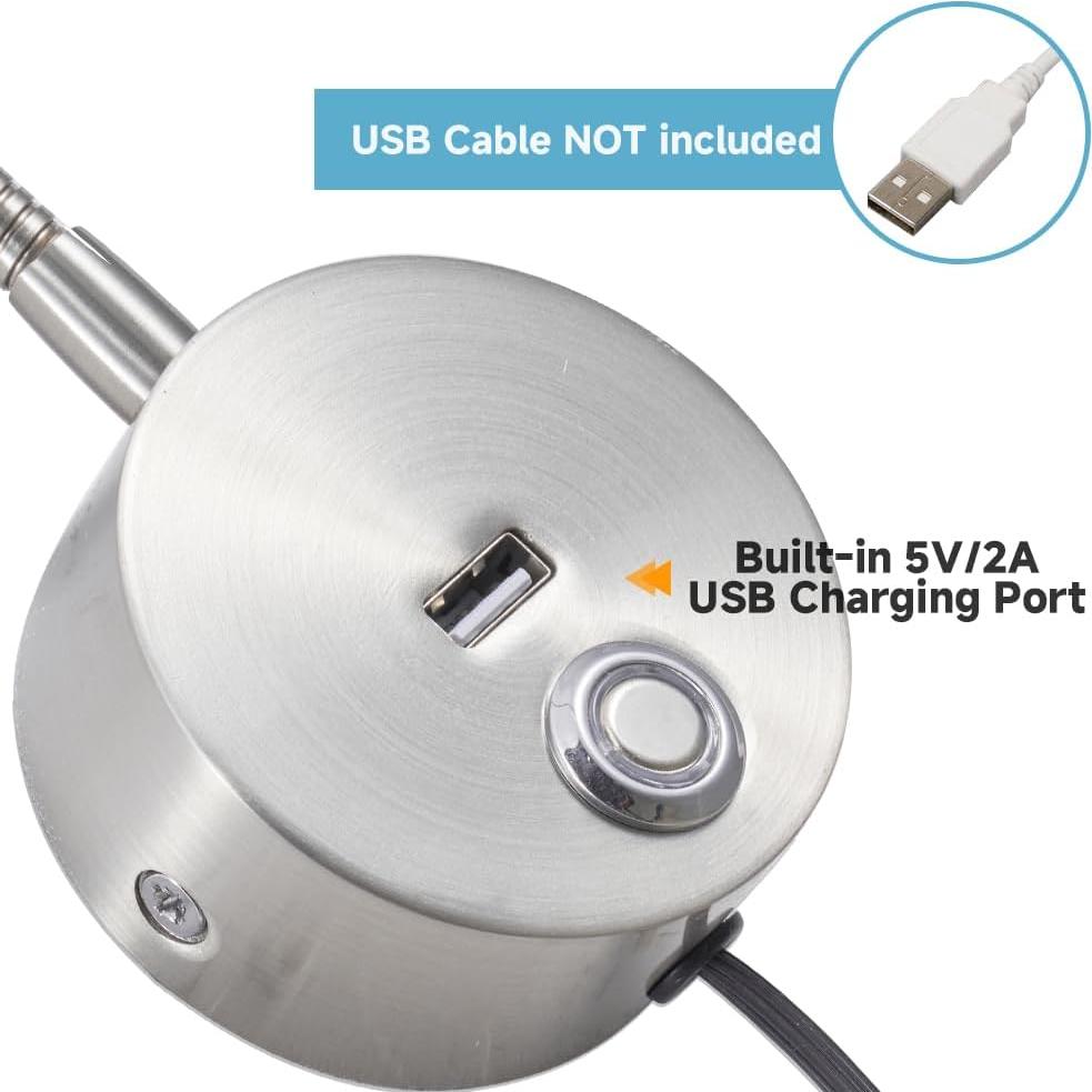 Luz de Lectura de Pared LED WisHomee Regulable con USB