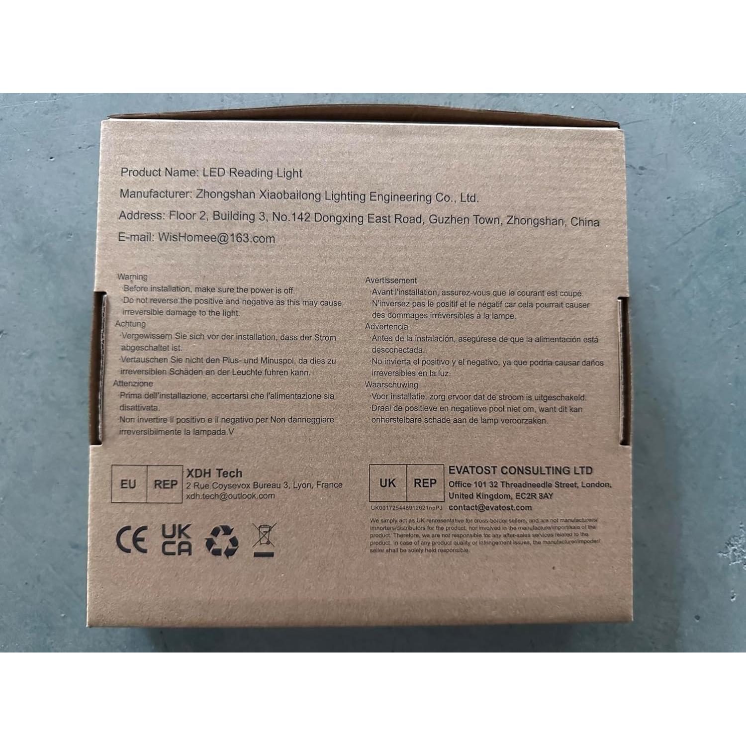 Luz de Lectura de Pared LED WisHomee Regulable con USB