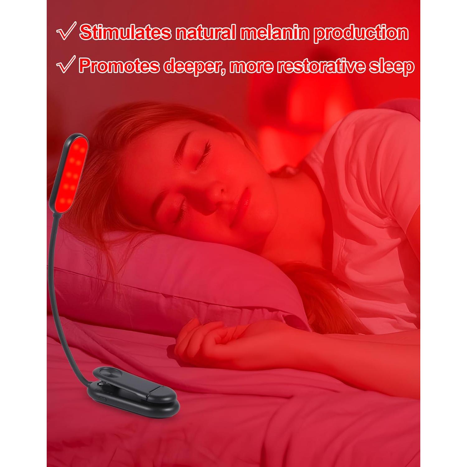 Luz de Lectura Roja Finezeal Recargable Clip-On 3 Modos