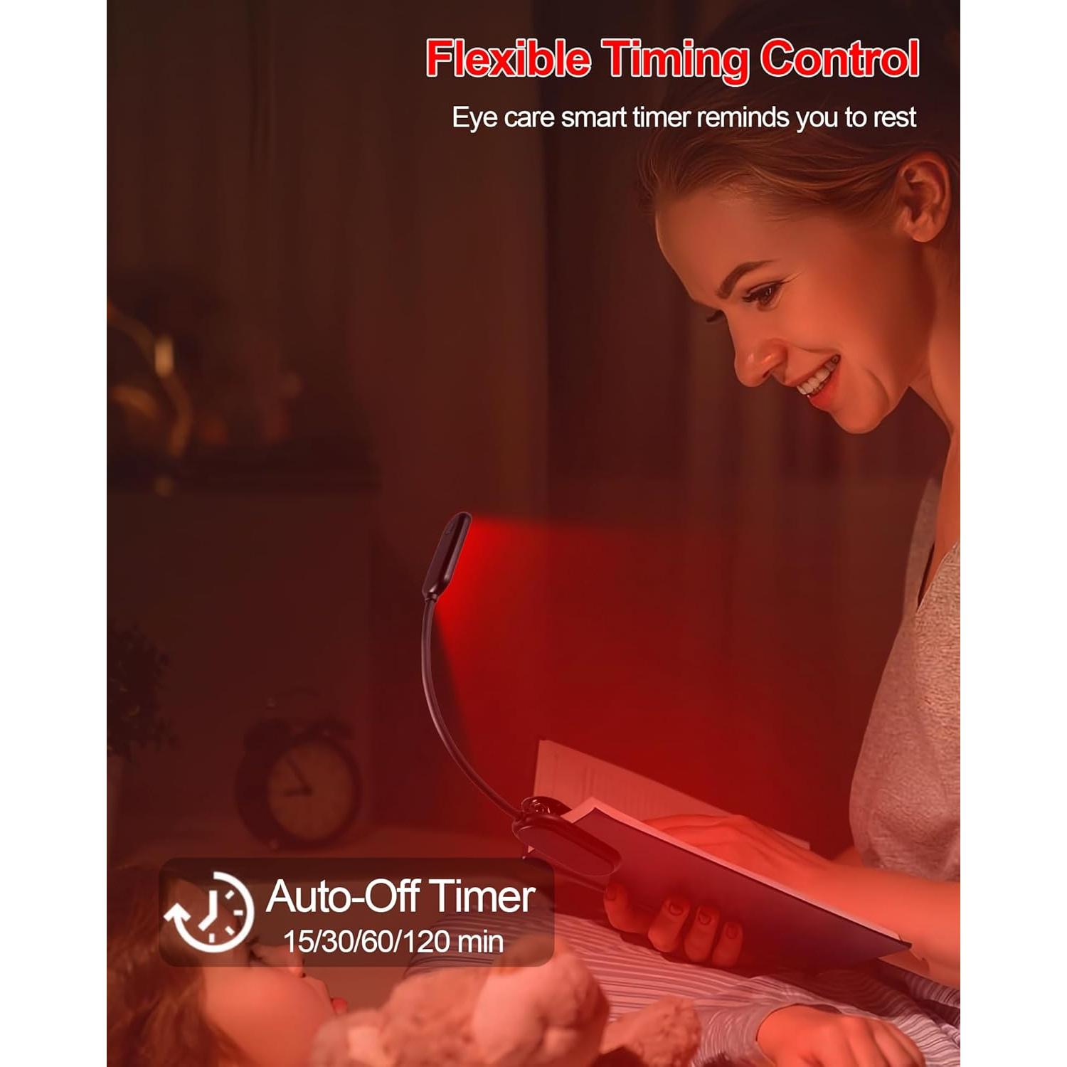 Luz de Lectura Roja Finezeal Recargable Clip-On 3 Modos