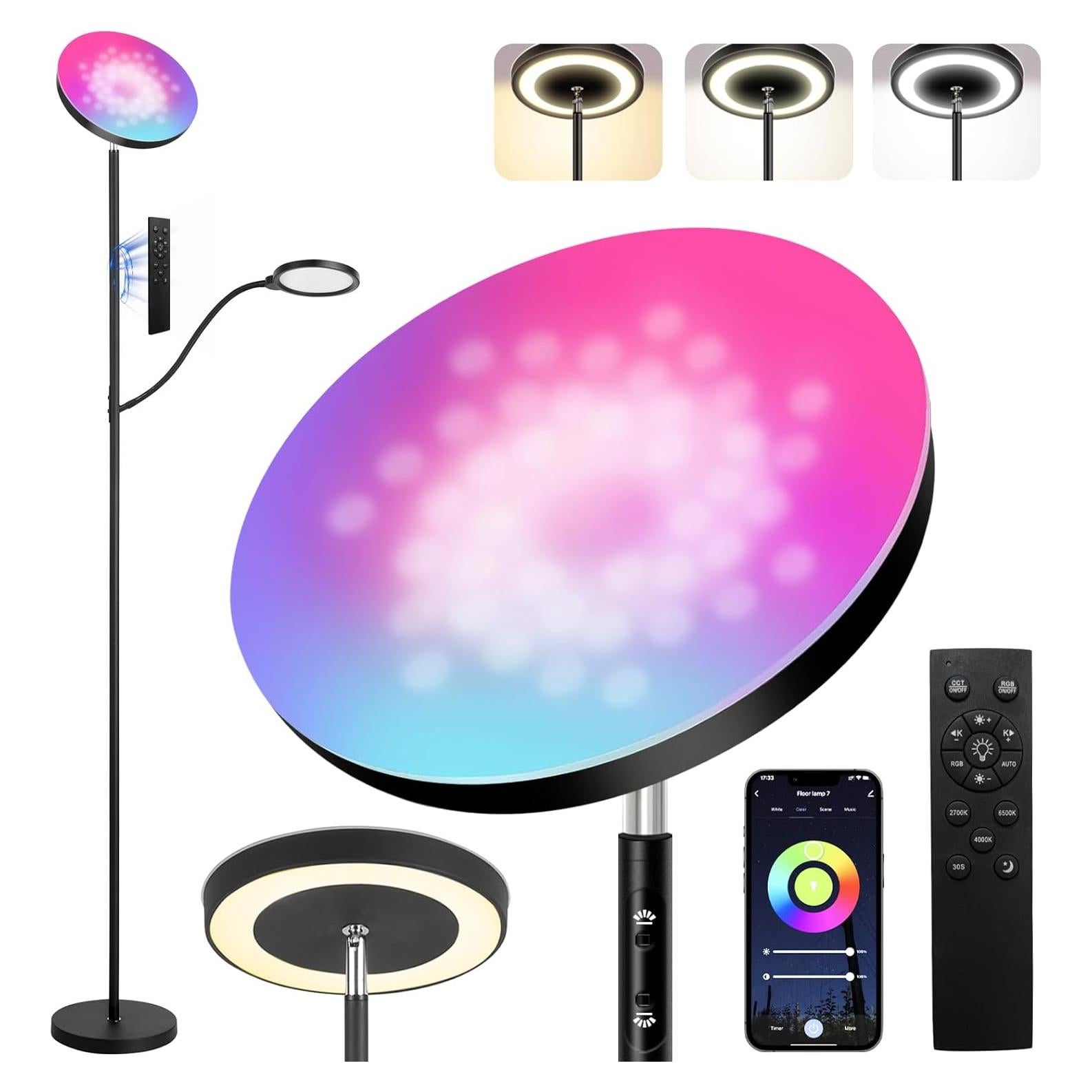 Lámpara de Piso LED Homakee HMK-A7-B RGB Regulable 36W