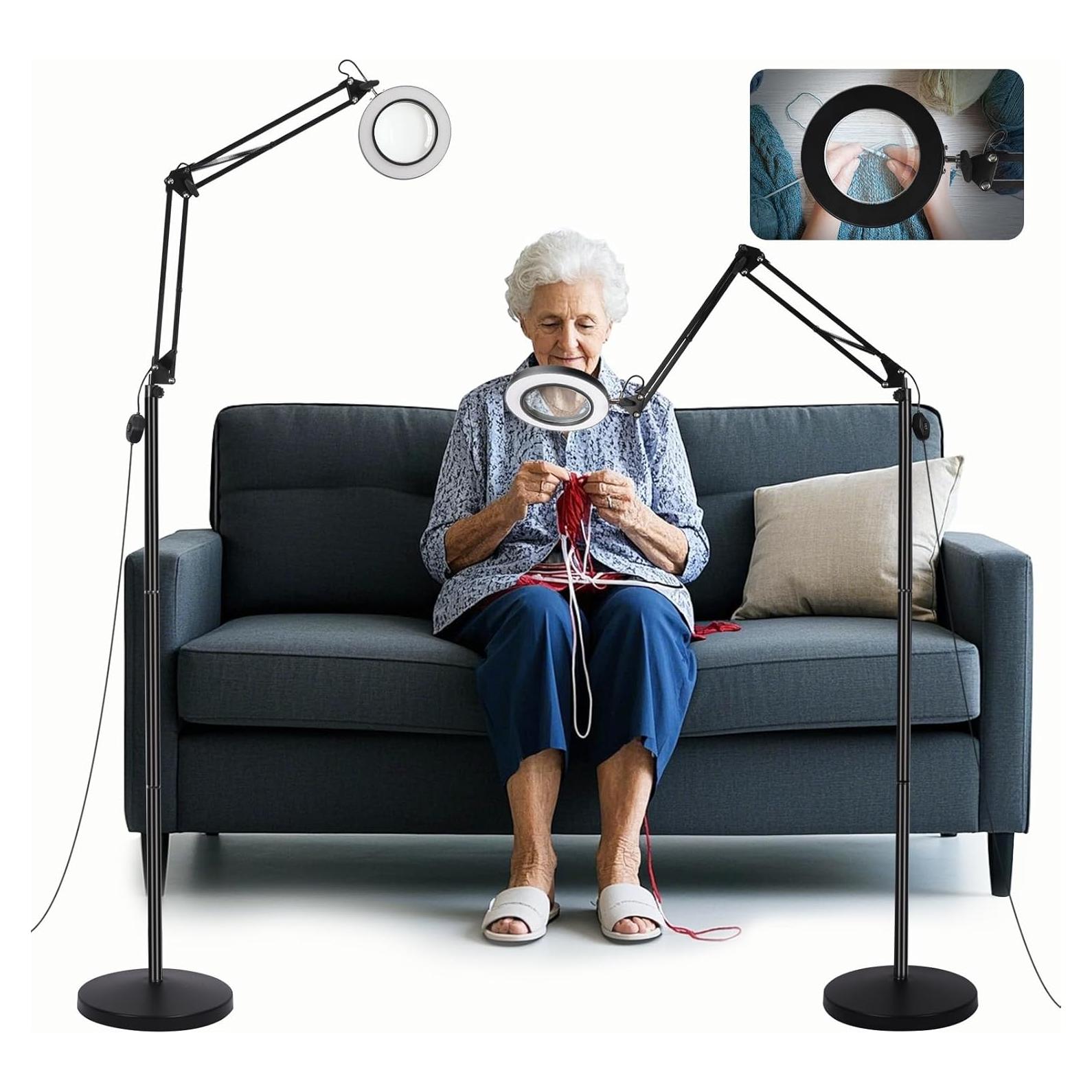 Lámpara de Piso con Aumento 10X ZABOUL, Luz LED, Ajustable