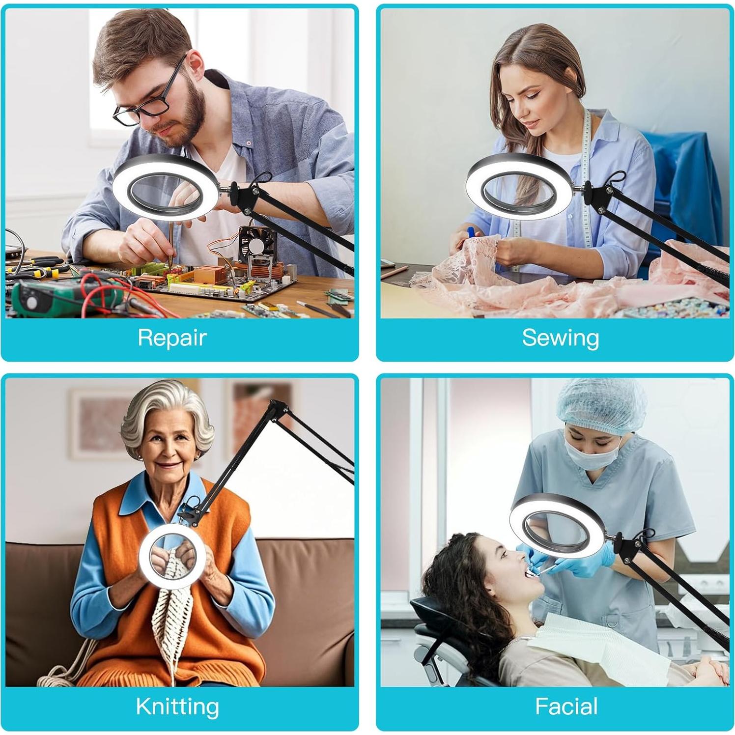 Lámpara de Piso con Aumento 10X ZABOUL, Luz LED, Ajustable