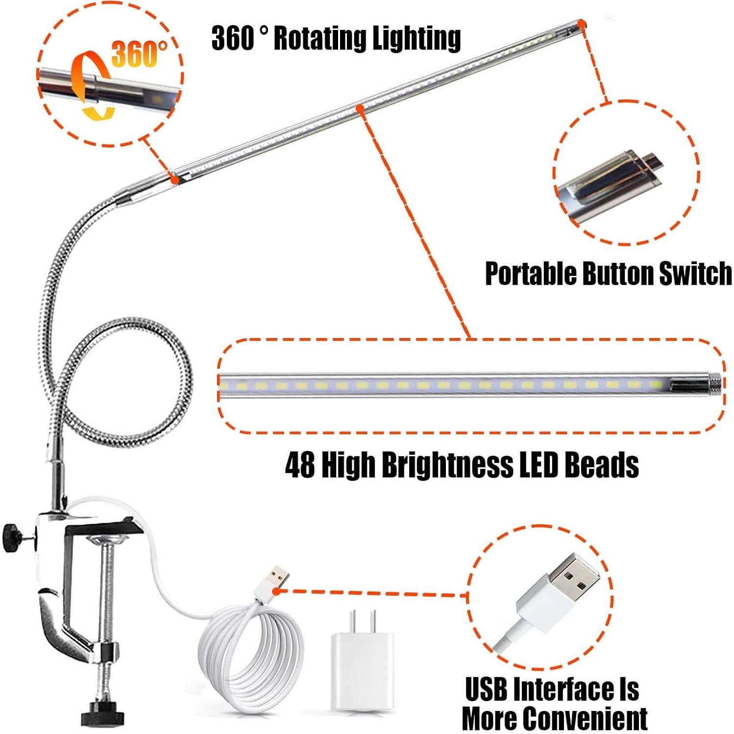Lámpara de Escritorio LED Brokimis 8W con Clip Flexible 360°