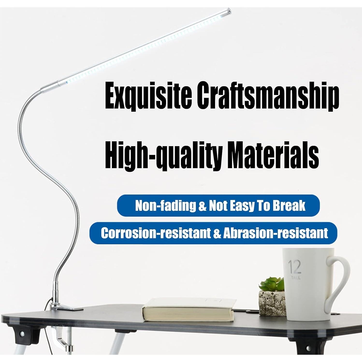 Lámpara de Escritorio LED Brokimis 8W con Clip Flexible 360°