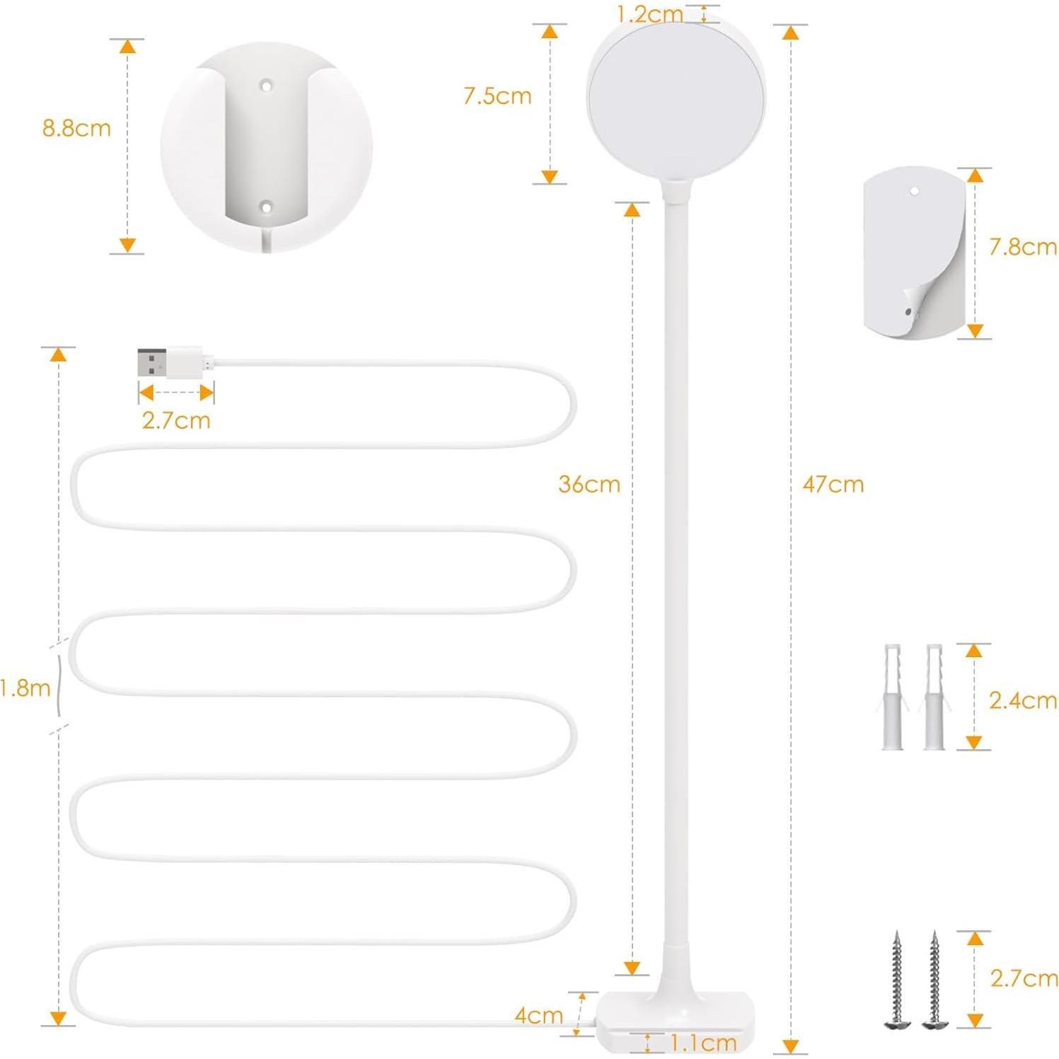 Luz de Lectura LED Montada en la Pared ENUOTEK, 4 Niveles Brillo, 3 Colores