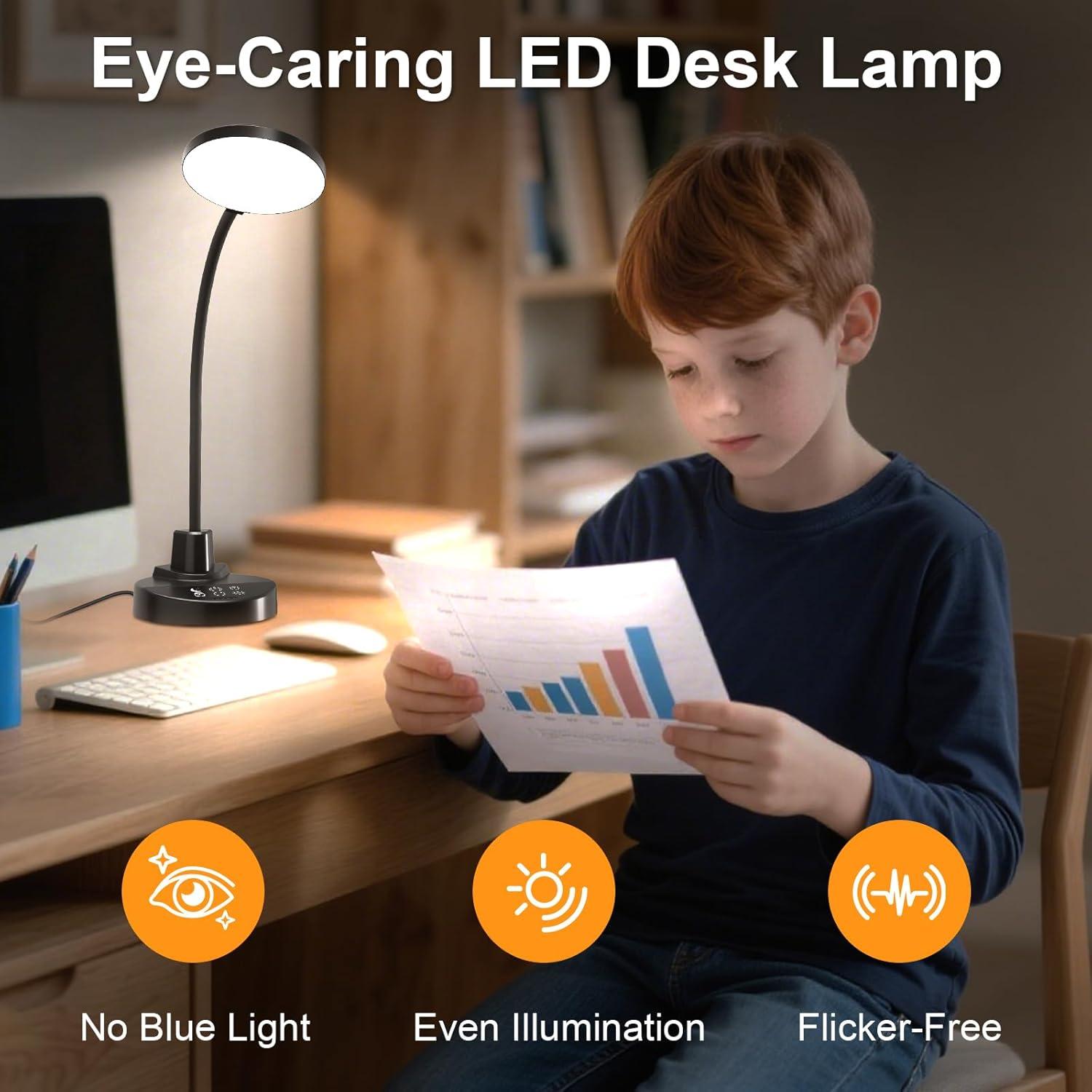 Lámpara de Escritorio LED ZAPLIT 15W con Carga USB y Brazo Flexible