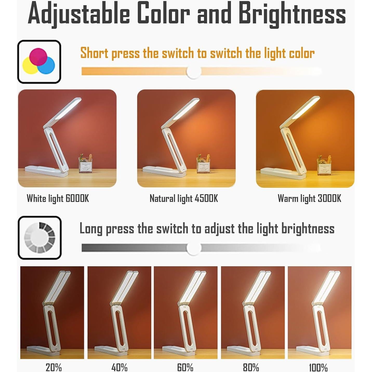 Lámpara de Escritorio Plegable LED Kvppvt JN-104 USB Ajustable