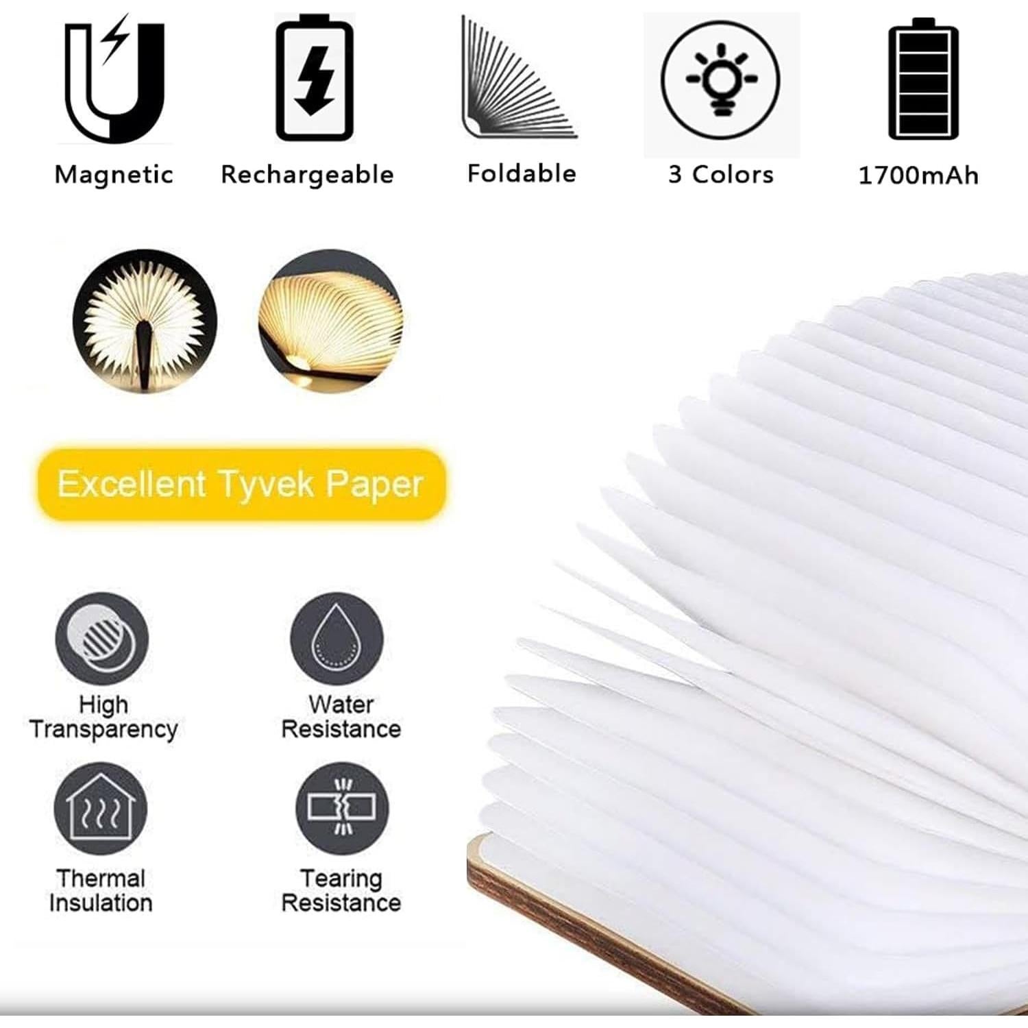 Lámpara de Libro Plegable LED BARAT - Luz Suave 3 Colores