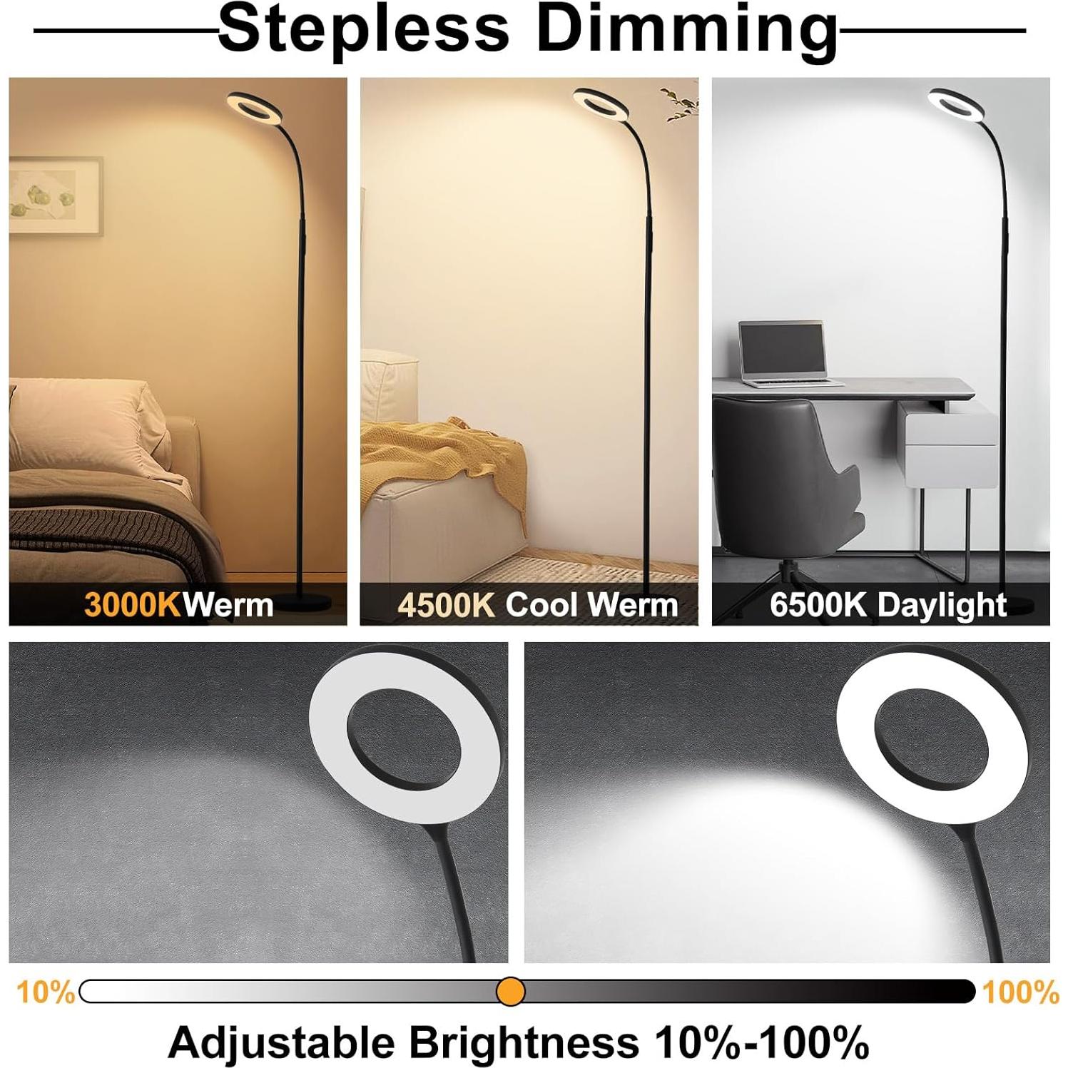 Lámpara de Pie LED YOPSTAR 12W 1000LM Cuello de Ganso