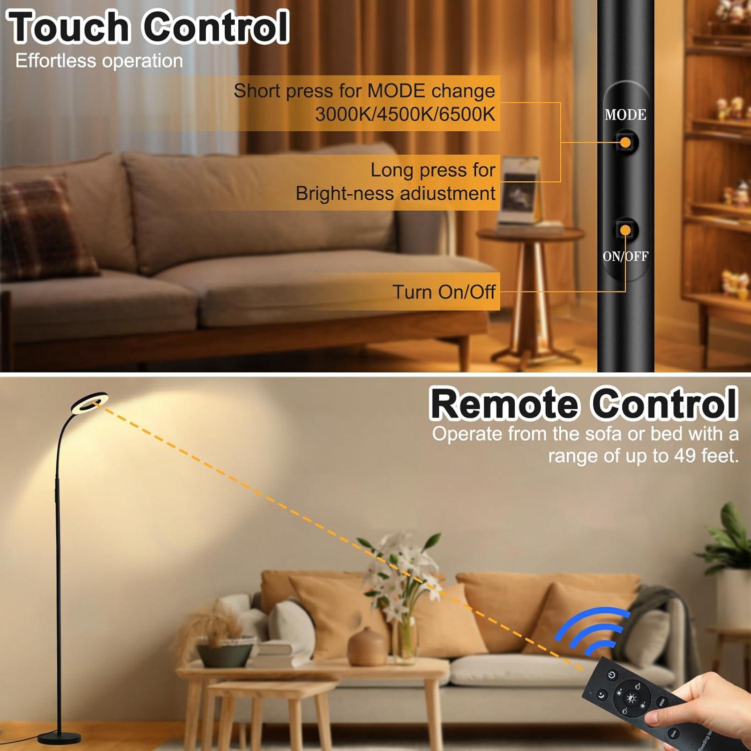 Lámpara de Pie LED YOPSTAR 12W 1000LM Cuello de Ganso