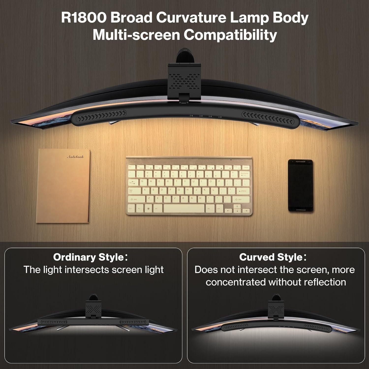 Barra de Luz LED para Monitor Laliled Curvada 39cm USB-C