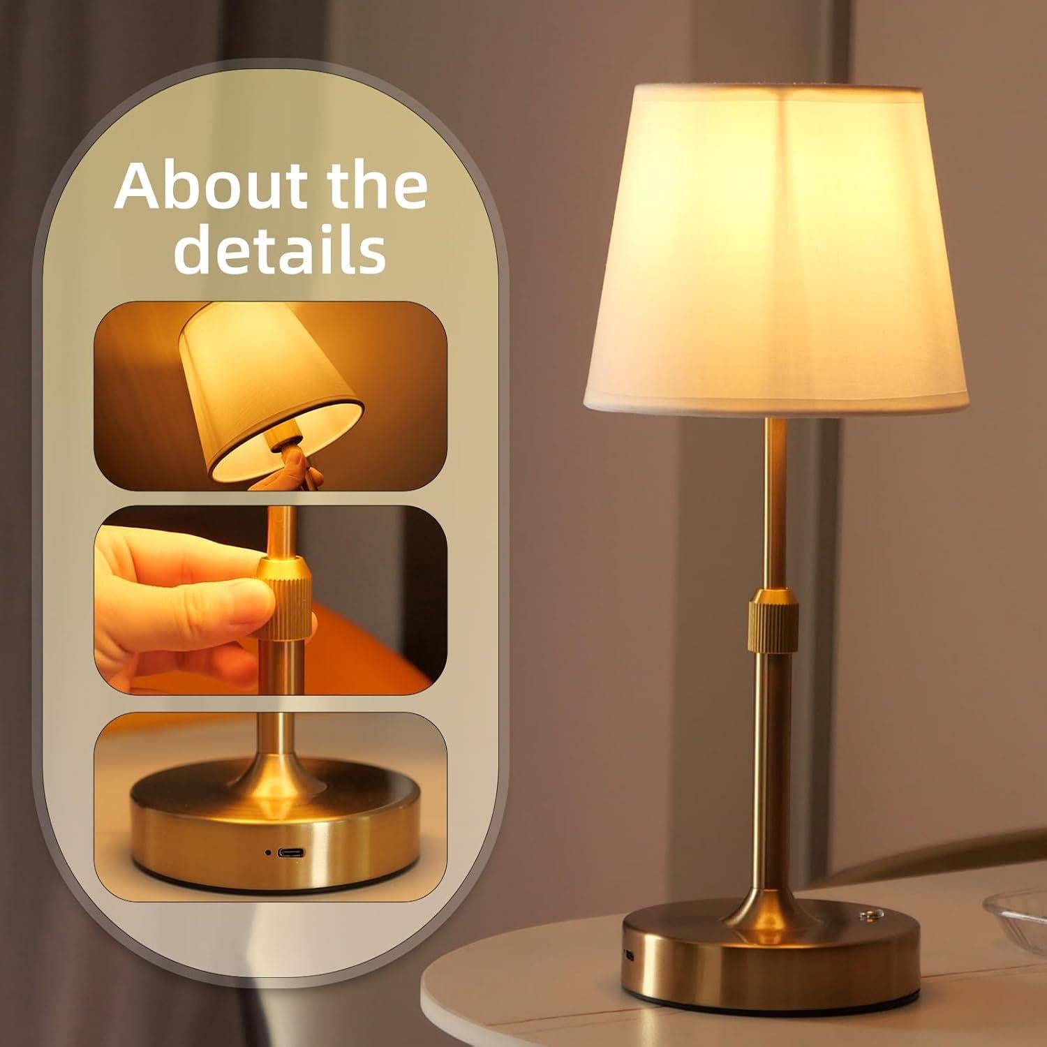 Lámpara Recargable USB TD003 para Botellas de Vino Dorada