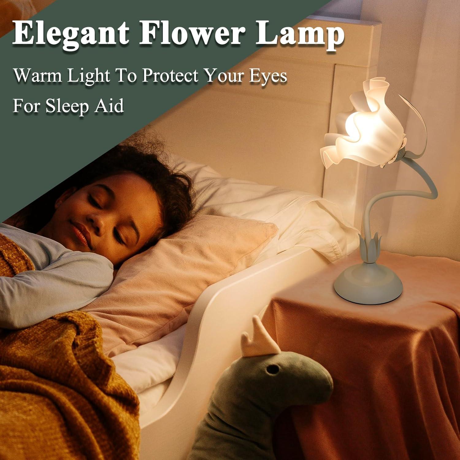 Lámpara de Mesa Floral Vintage HUANGSHI 3 Niveles de Brillo