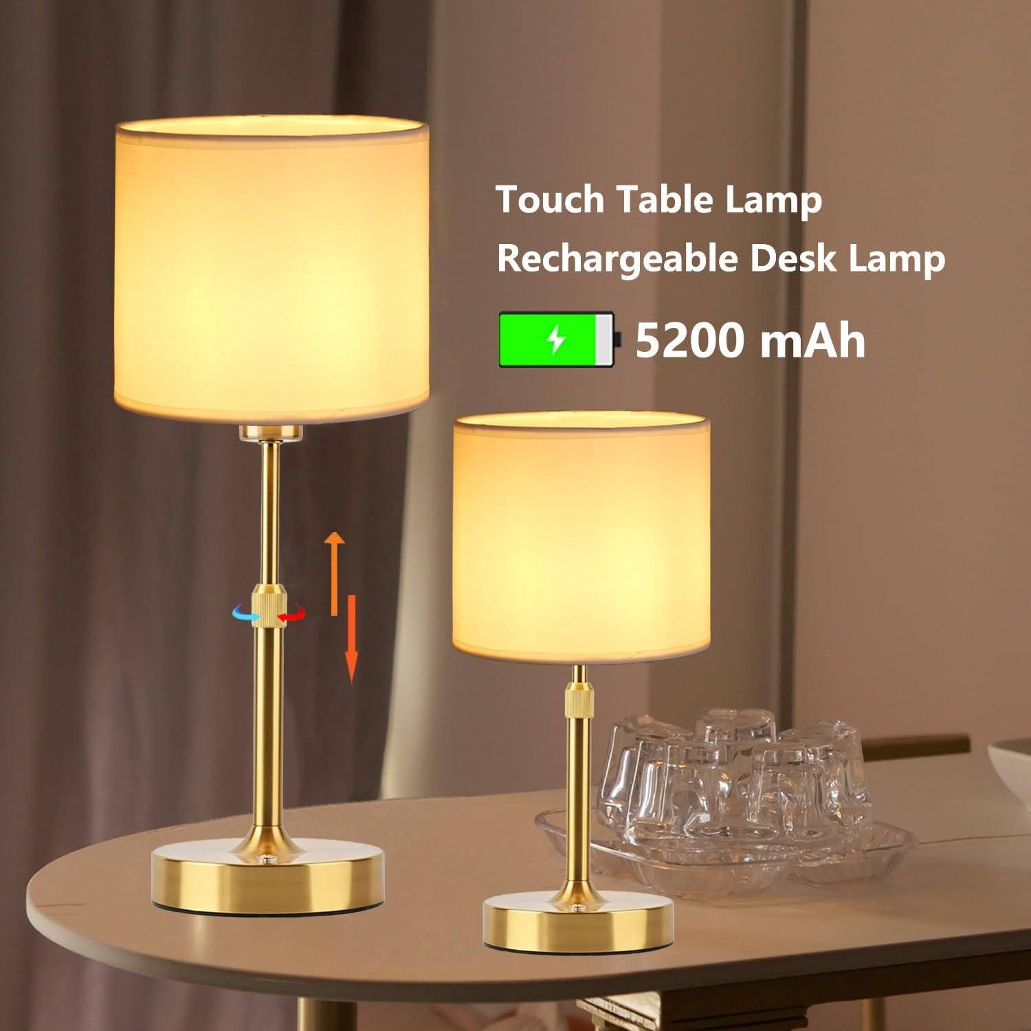 Lámpara de Mesa Inalámbrica TD002 Dorada Recargable USB