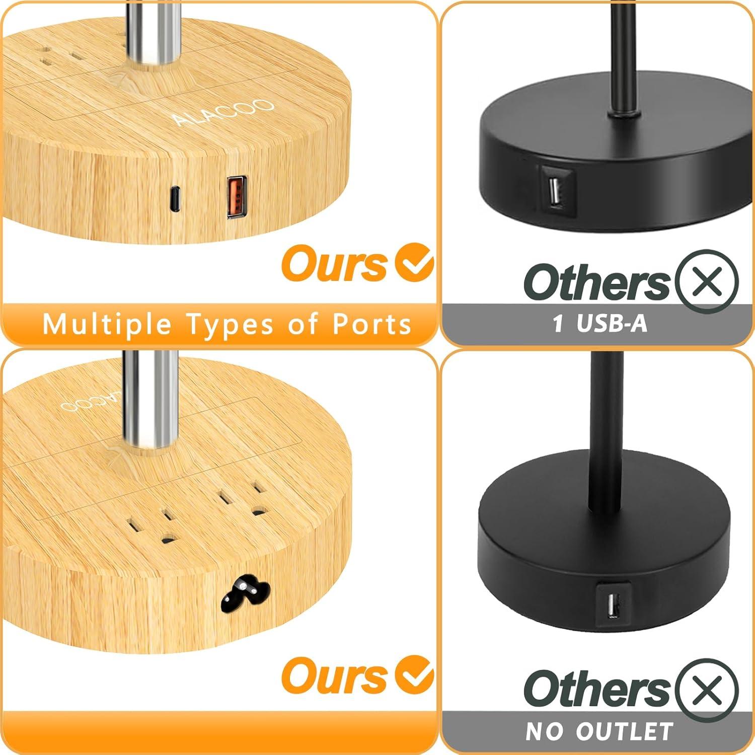 Lámpara de Mesa Táctil ALACOO con Carga USB y 3 Niveles