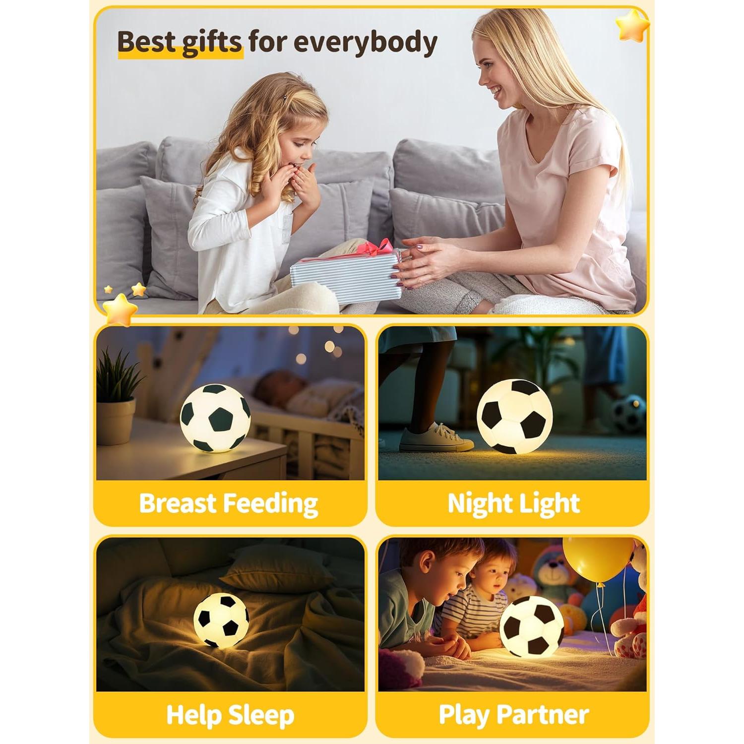 Luz Nocturna de Fútbol TechCharm LED Recargable Silicona 13cm