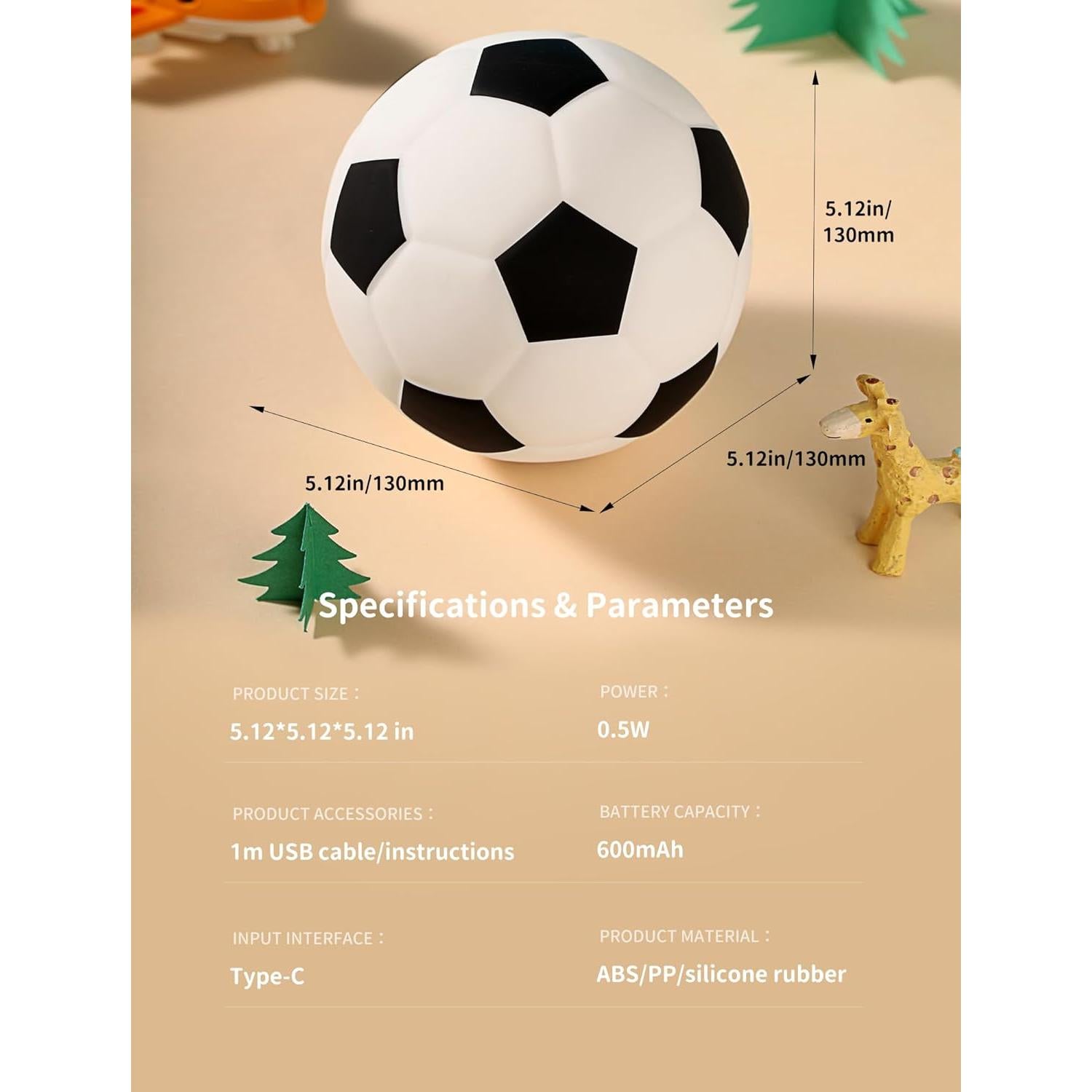 Luz Nocturna de Fútbol TechCharm LED Recargable Silicona 13cm