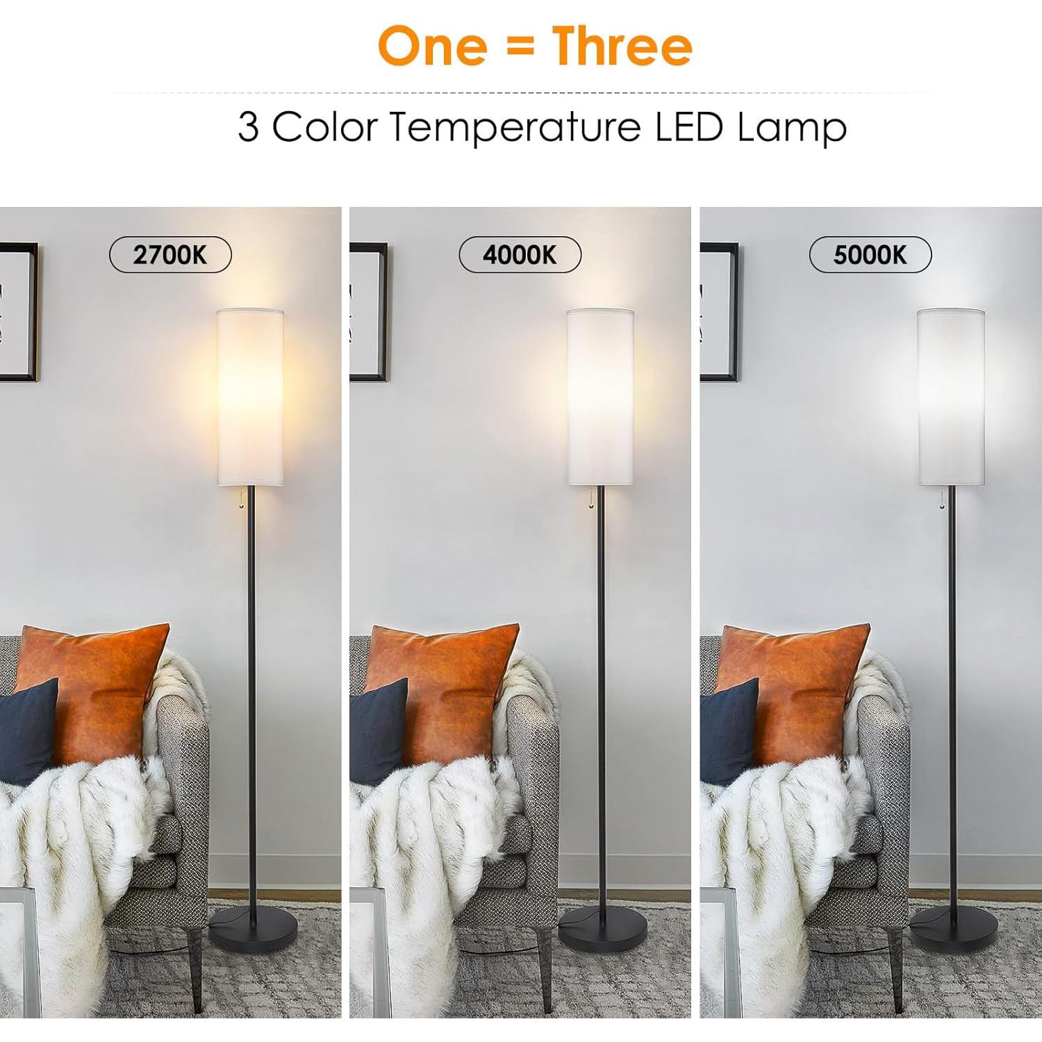 Lámpara de Pie LED Coucrek 3 Temperaturas Color Blanca