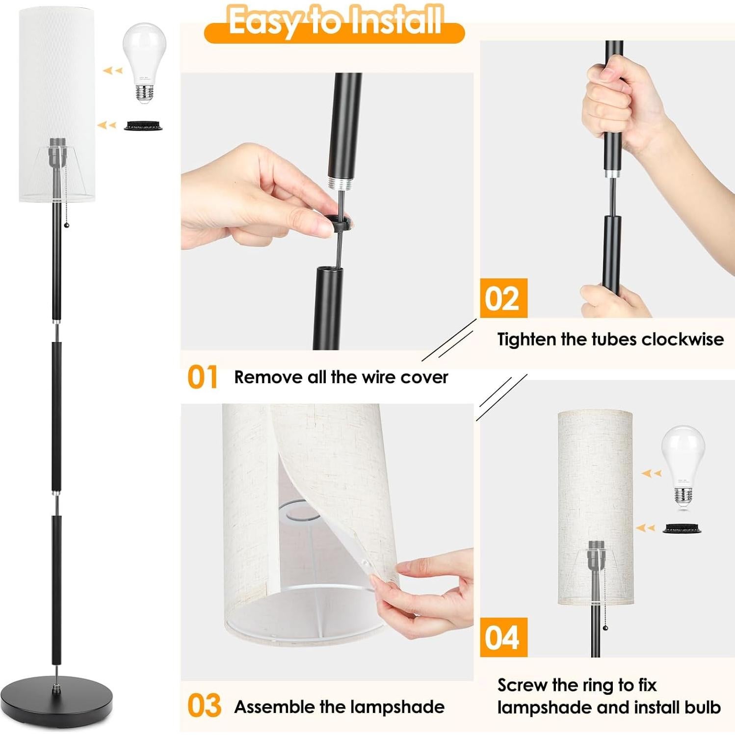 Lámpara de Pie LED Coucrek 3 Temperaturas Color Blanca