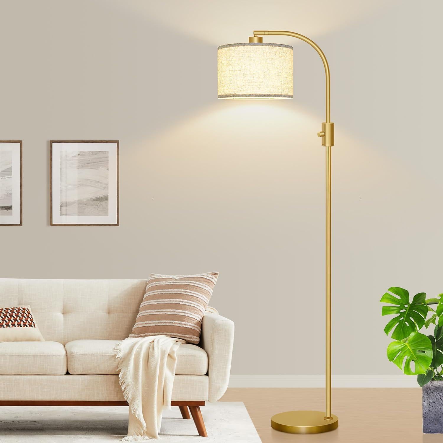 Lámpara de Pie Dimmable Nintiue Dorada 1200 Lúmenes LED