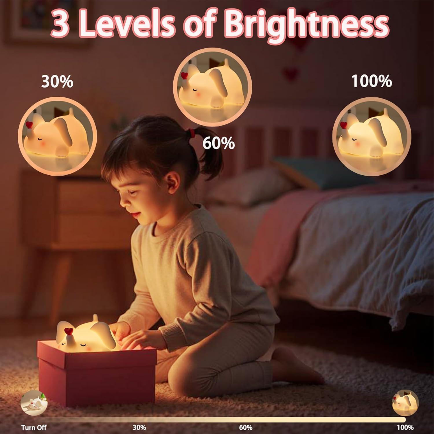 Luz Nocturna Elefante Silicona Regulable Recargable 3 Brillos