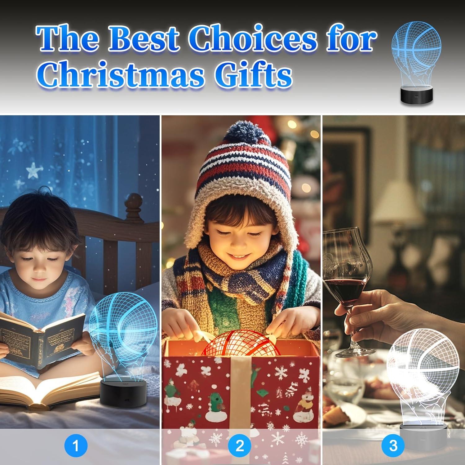 Luz Nocturna 3D Baloncesto Oboist con Control Remoto