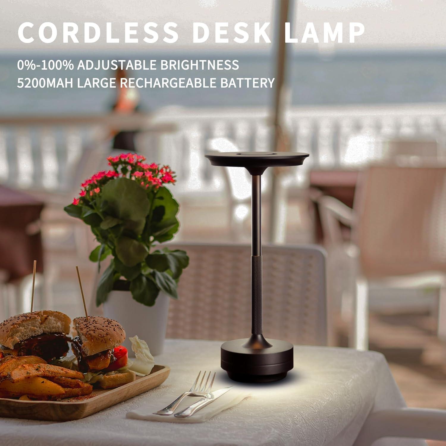 Lámpara de Mesa Inalámbrica Lusharbor 5200mAh Táctil 3 Colores