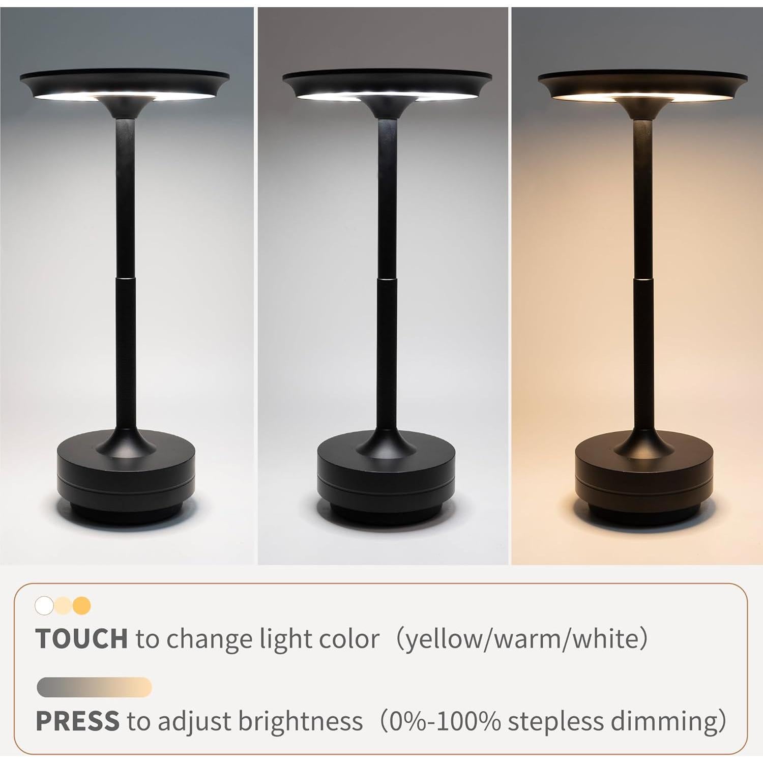 Lámpara de Mesa Inalámbrica Lusharbor 5200mAh Táctil 3 Colores