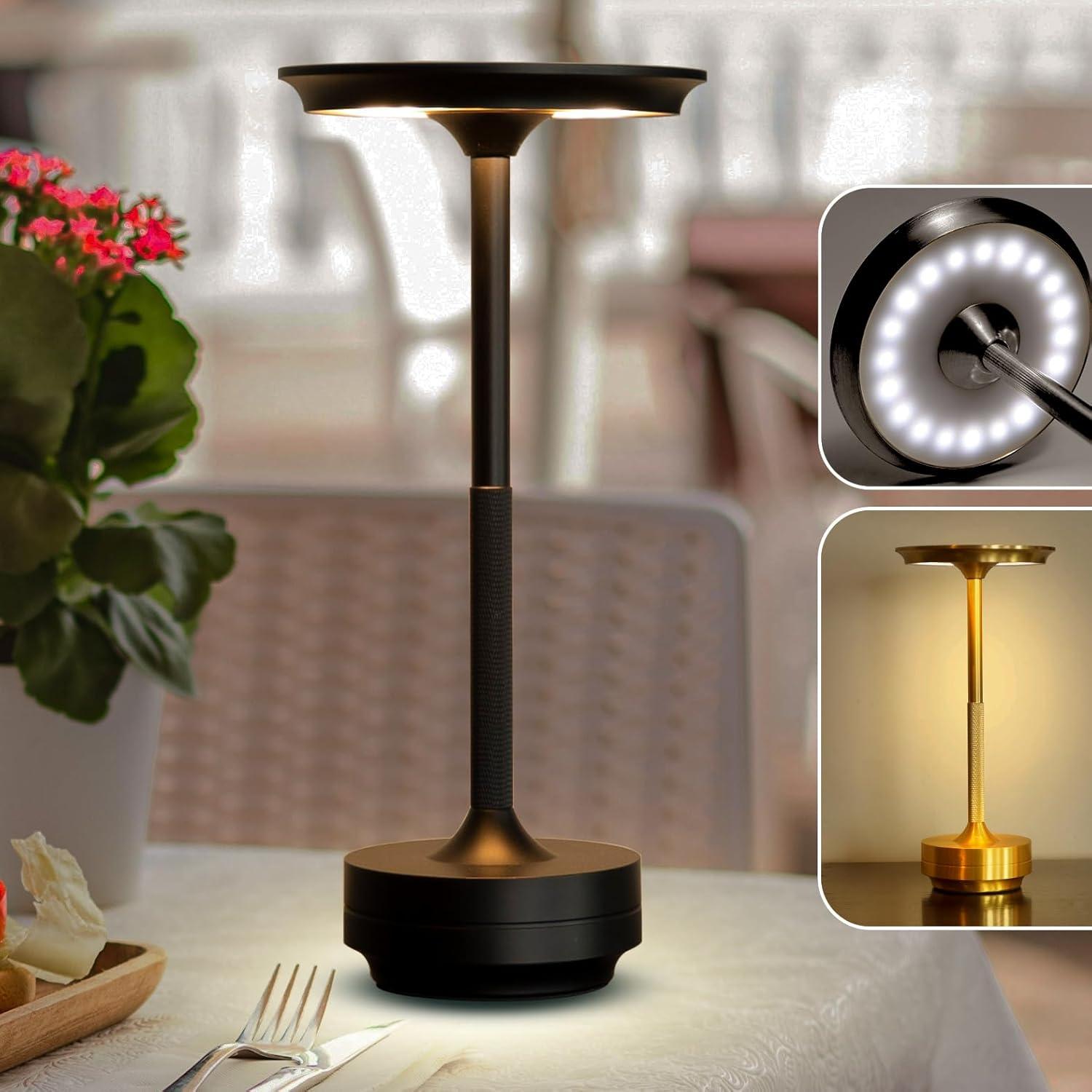 Lámpara de Mesa Inalámbrica Lusharbor 5200mAh Táctil 3 Colores