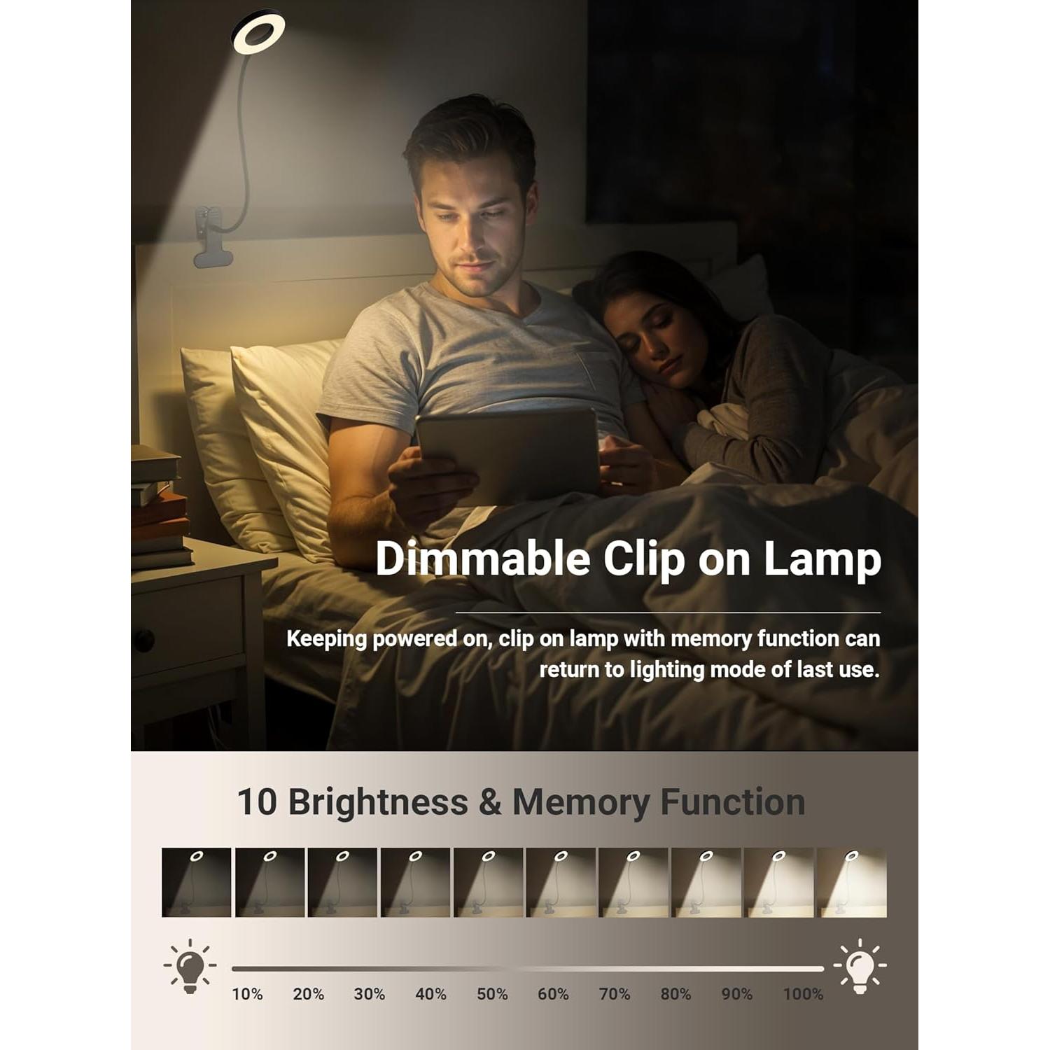 Lámpara de Clip LED ReinHoo 550lm 3 Colores 10 Brillos Ajustable