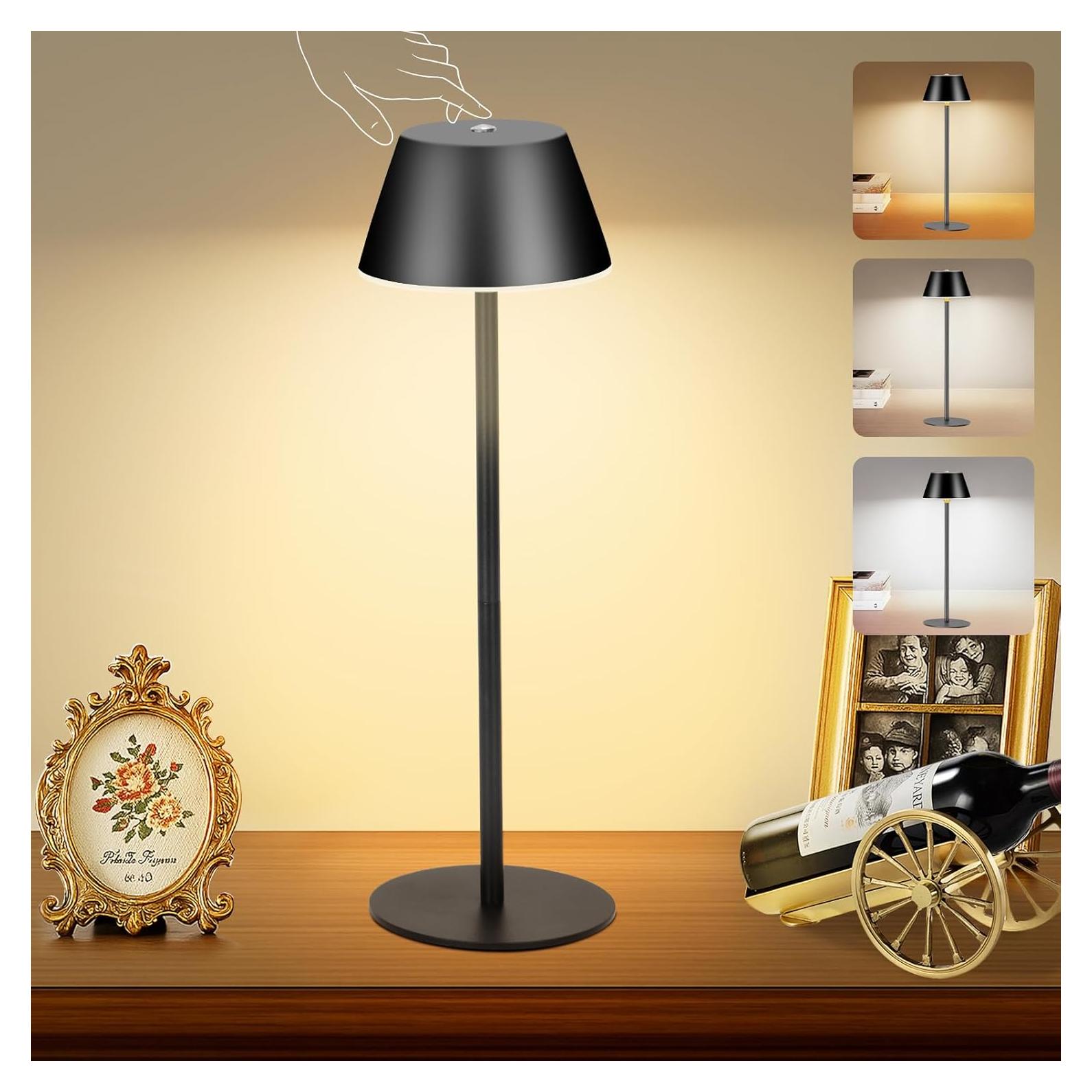 Lámpara de Mesa Inalámbrica LED CUIBIRD Negra 3 Modos Regulables