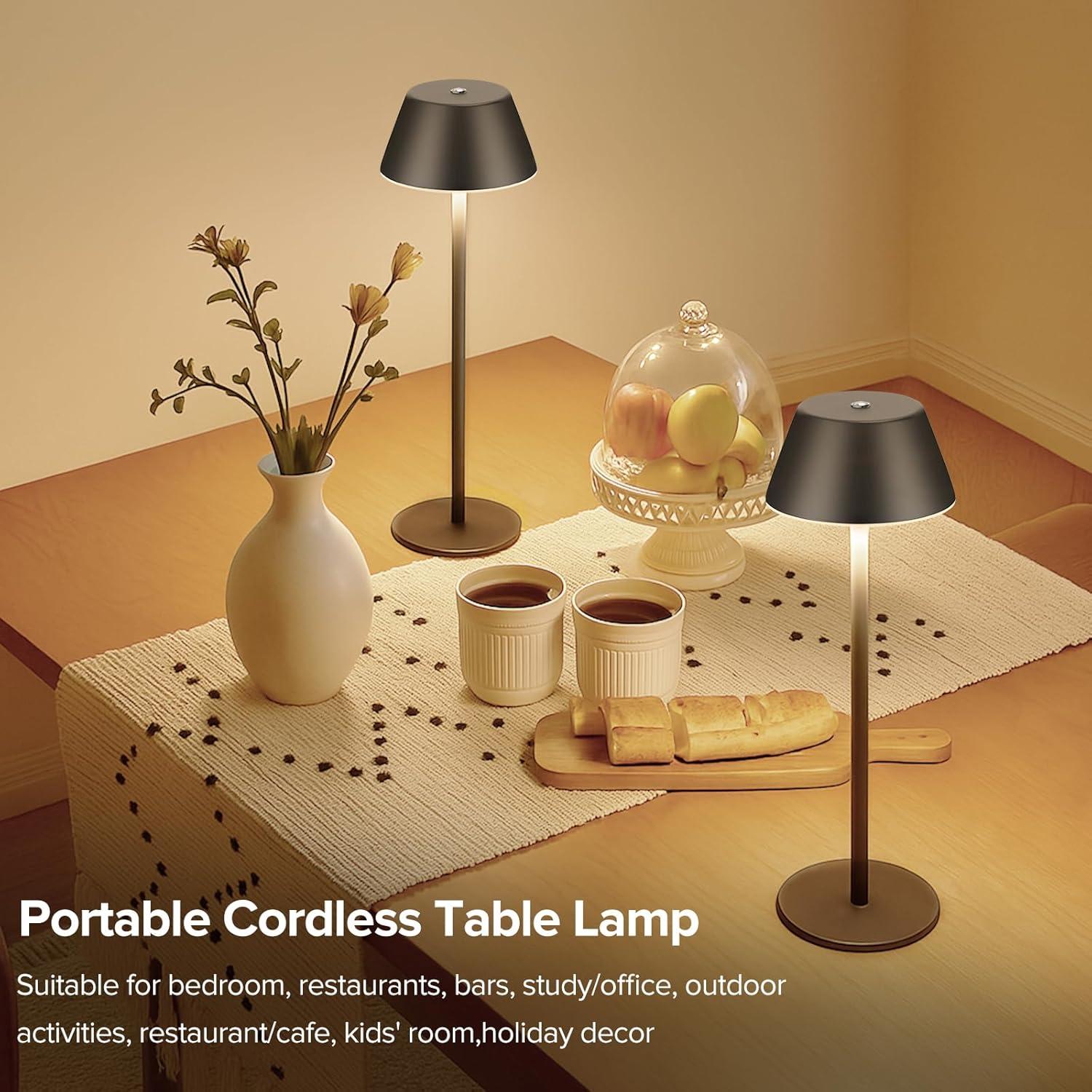 Lámpara de Mesa Inalámbrica LED CUIBIRD Negra 3 Modos Regulables