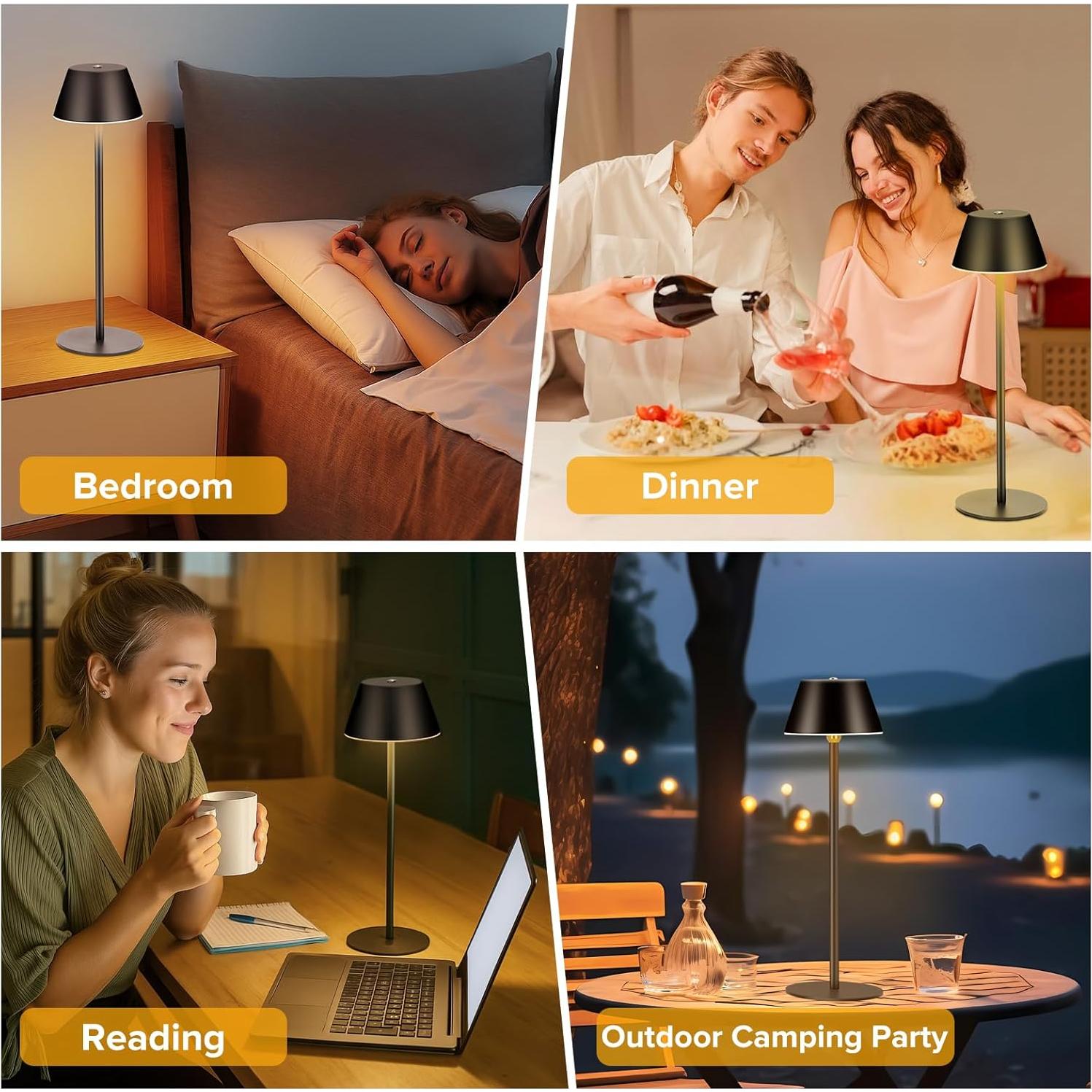 Lámpara de Mesa Inalámbrica LED CUIBIRD Negra 3 Modos Regulables