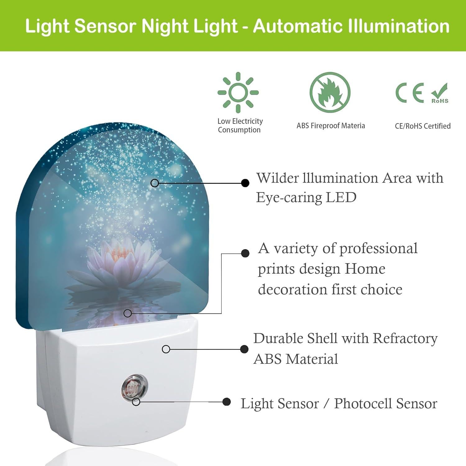 Luz Nocturna LED AOWULA Flor de Loto Enchufable 9.5x6x5 cm