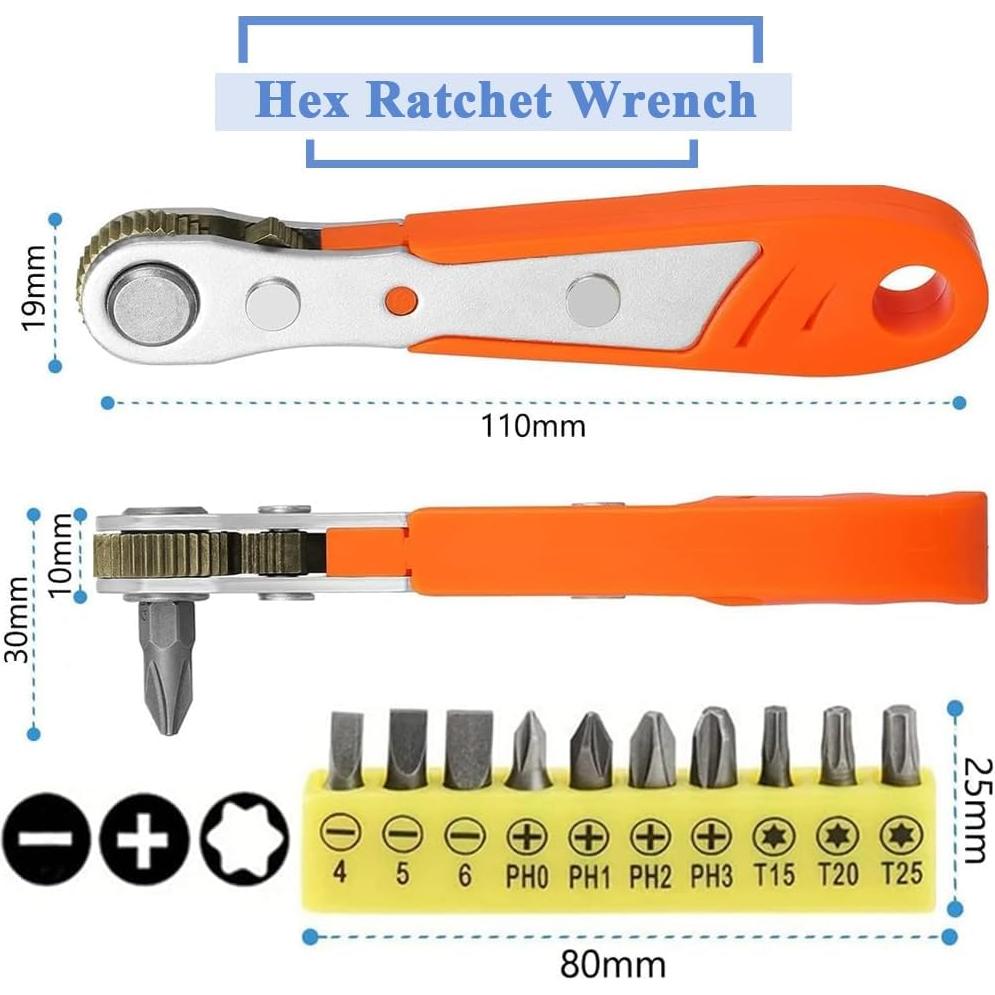 Llave de Carraca Mini Eyech 11 en 1 con Puntas 1/4"