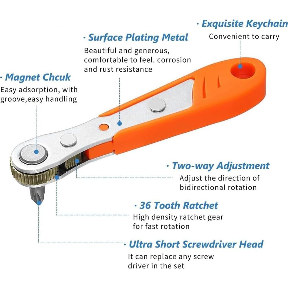 Llave de Carraca Mini Eyech 11 en 1 con Puntas 1/4"