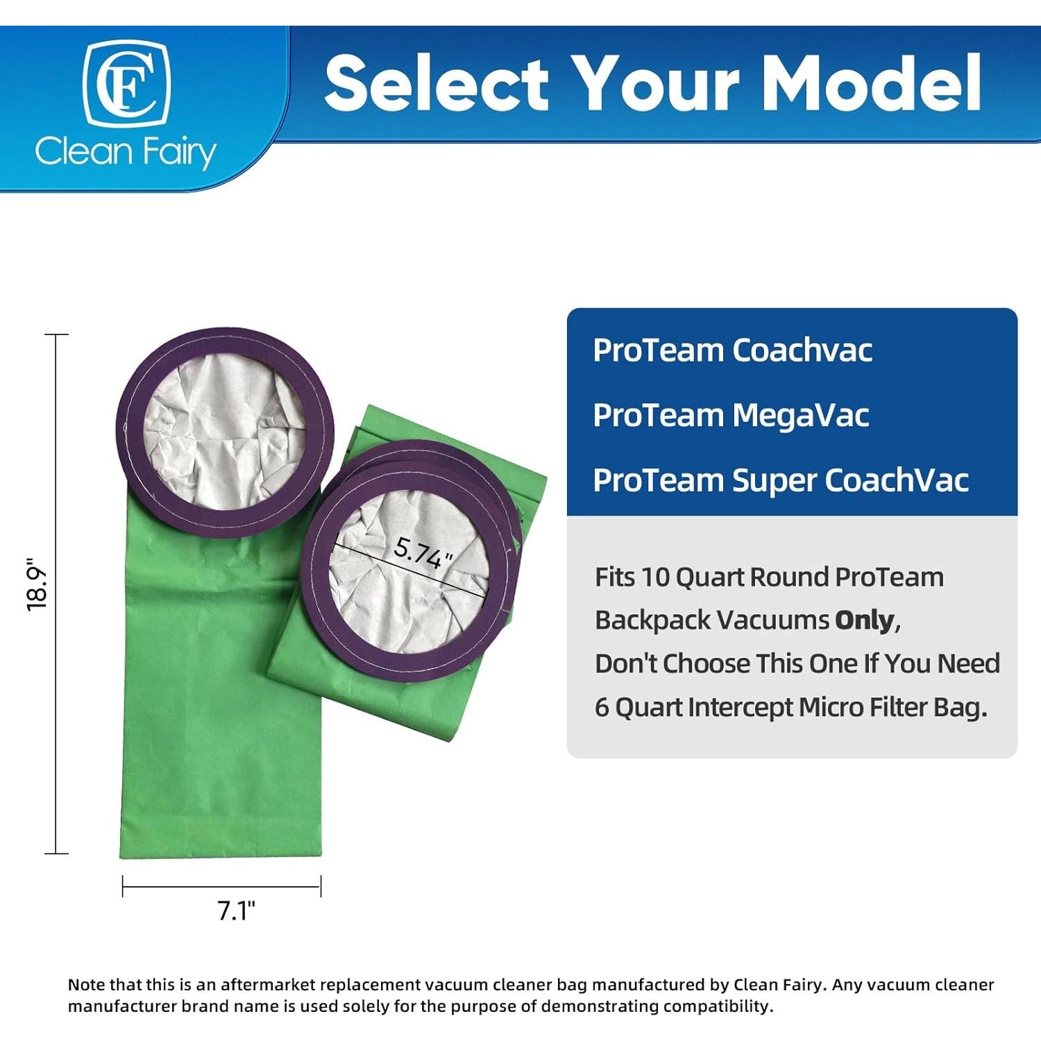 Bolsas de Aspiradora CF Clean Fairy 10Qt Compatibles ProTeam