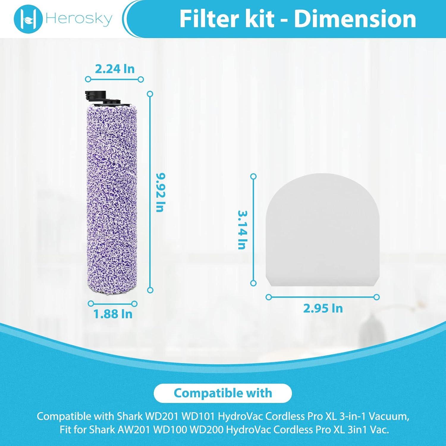 Kit de Filtro y Rodillo de Cepillo Herosky para Shark WD201