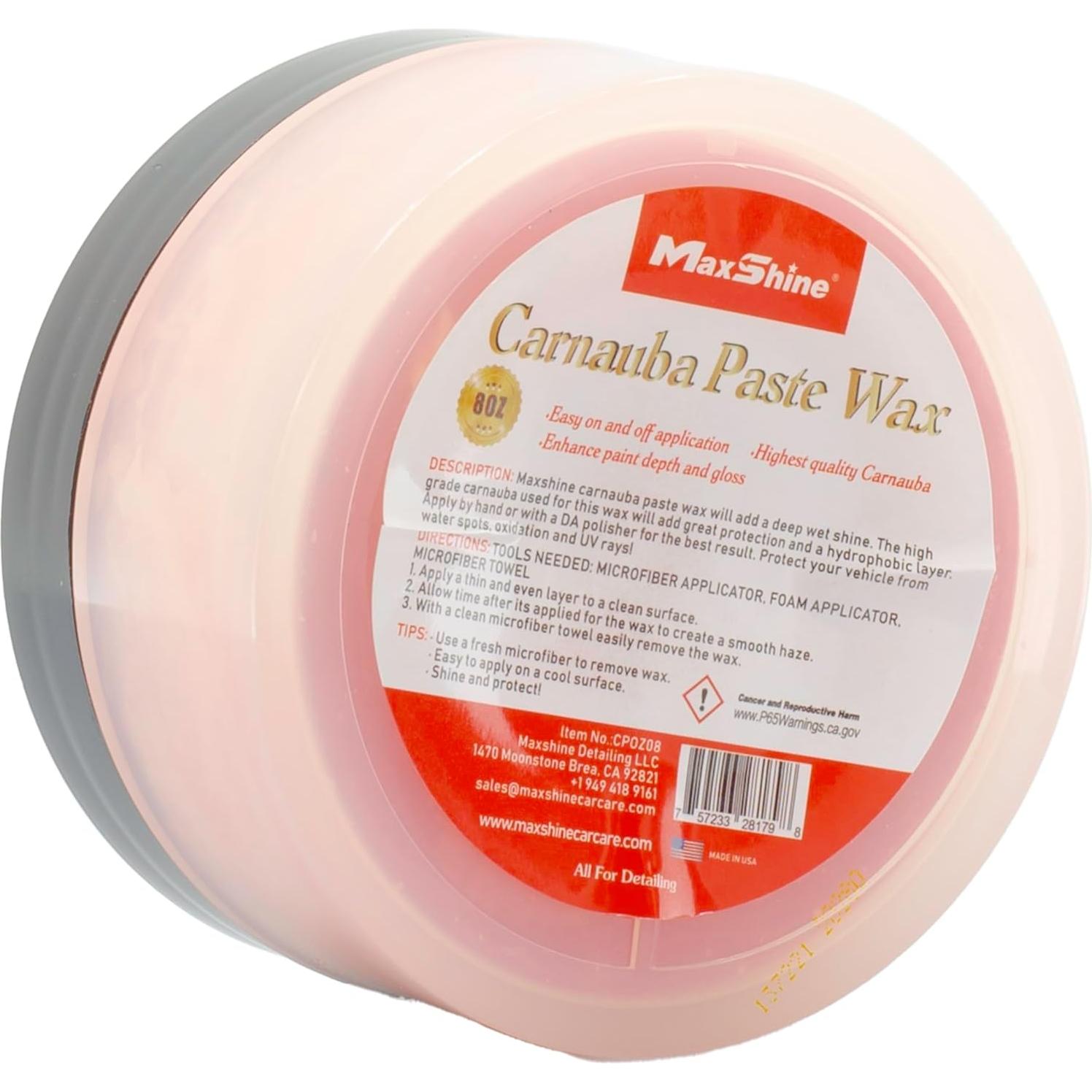 Cera de Carnauba Maxshine 227g - Brillo profundo y duradero