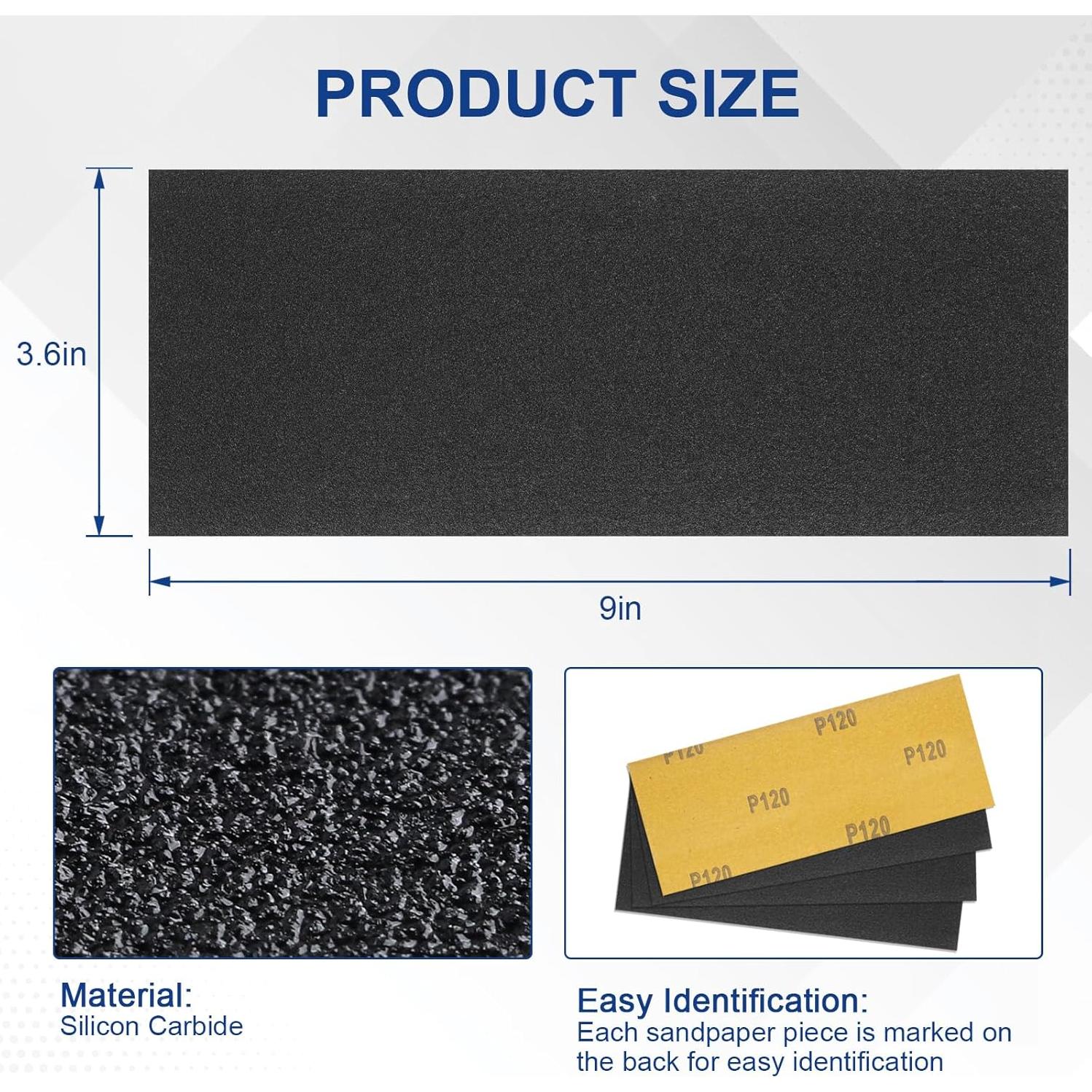 50 Hojas de Papel de Lija Premium Cooclensportey - 13 Granos