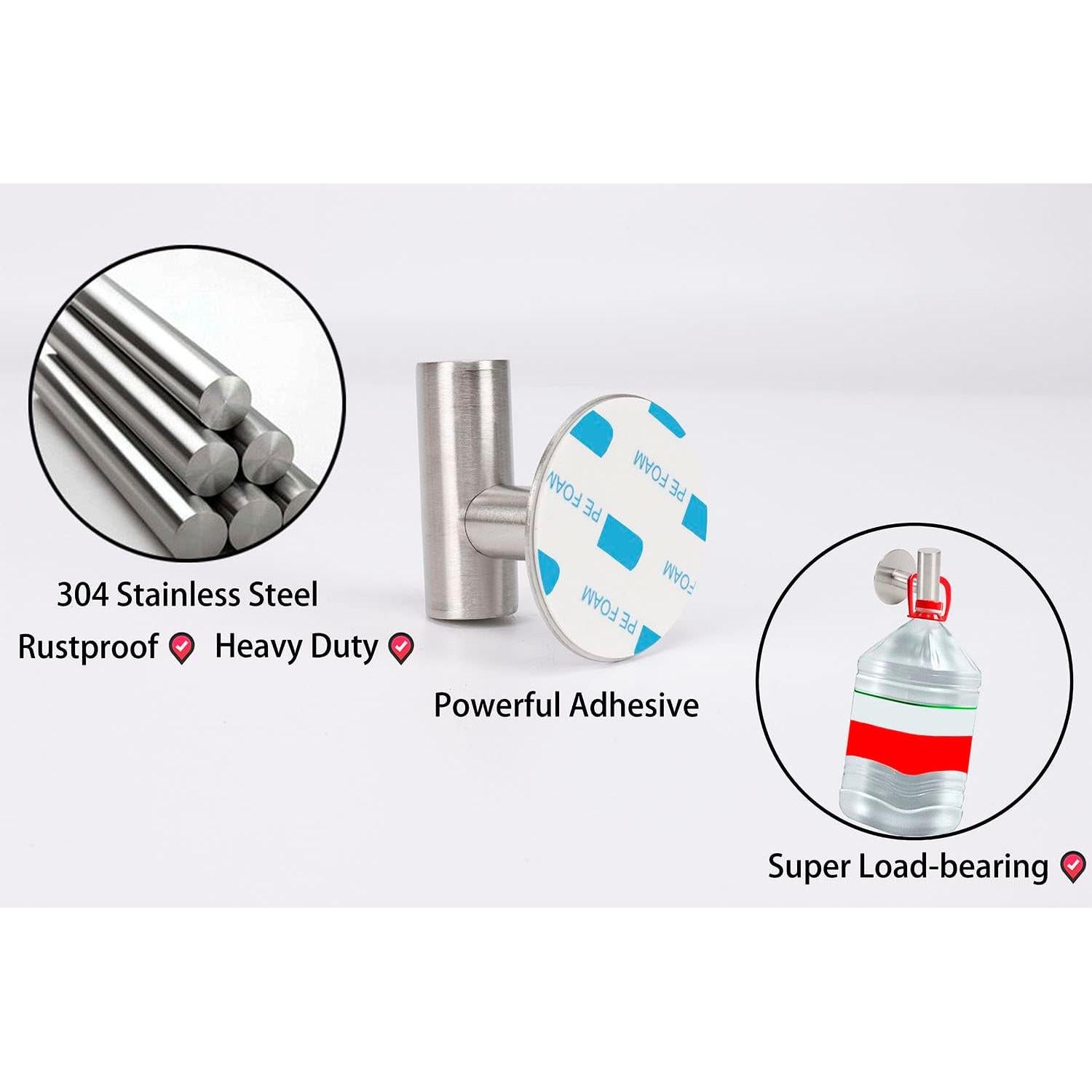 Gancho para Toalla de Baño TocTen - Acero Inoxidable 304 - 5 Paquete