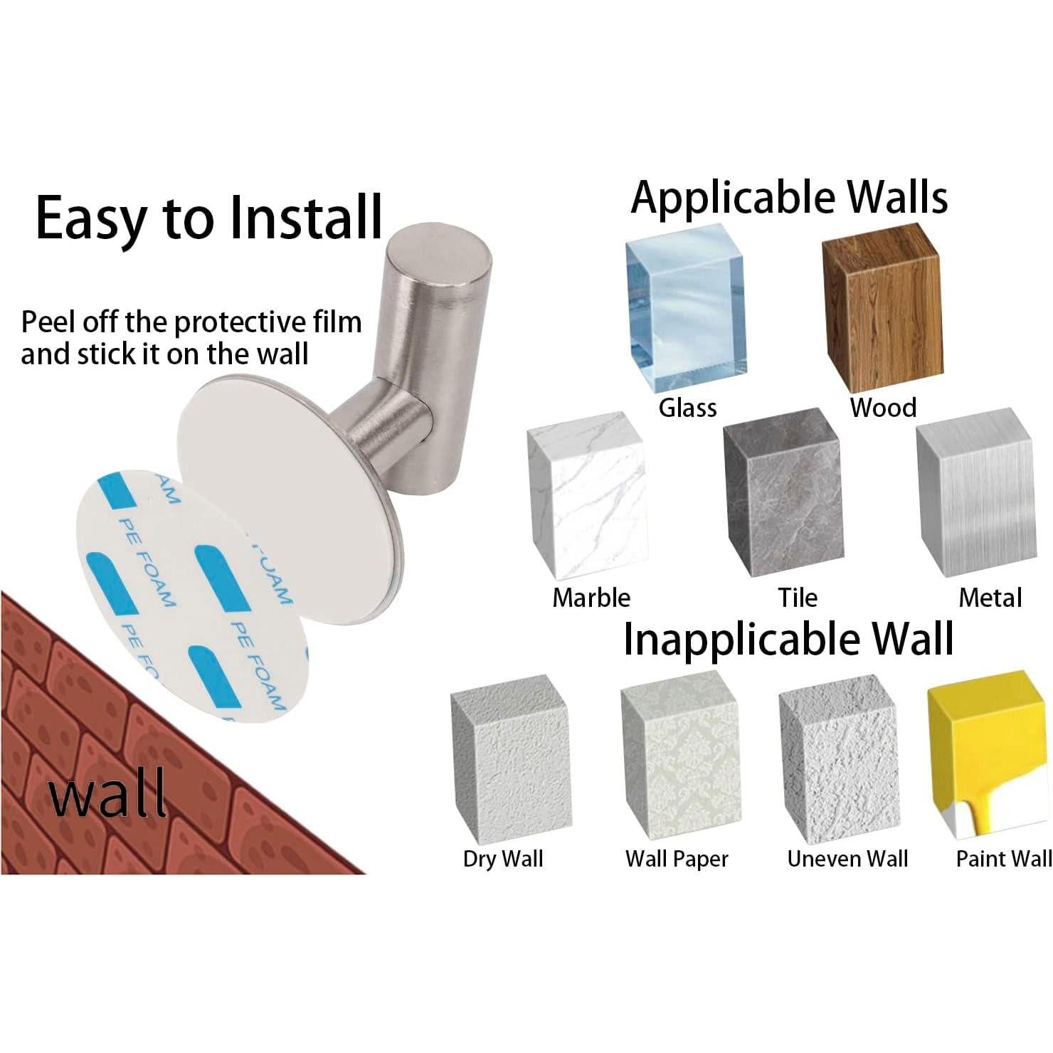 Gancho para Toalla de Baño TocTen - Acero Inoxidable 304 - 5 Paquete