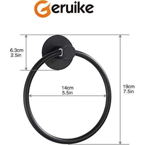 Anillo de Toalla Autoadhesivo GERUIKE Acero Inoxidable Negro