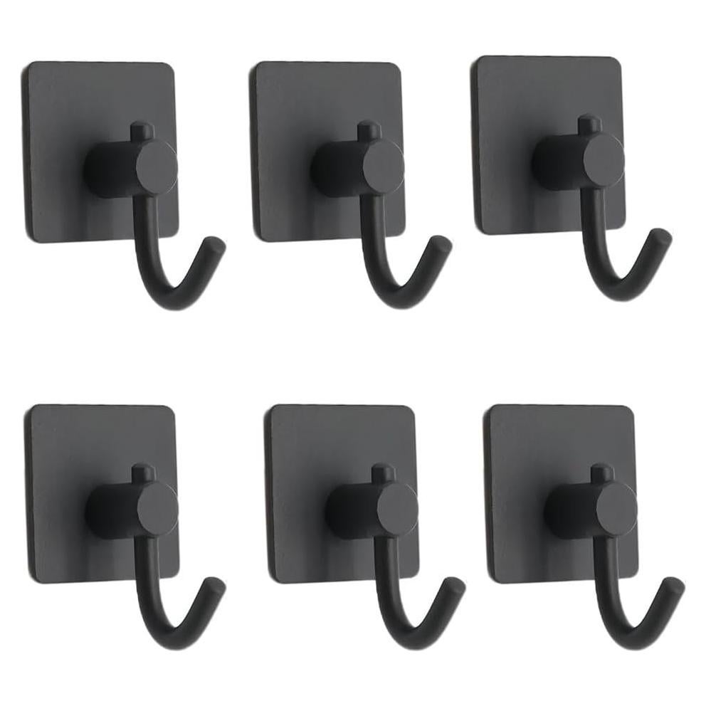 Ganchos Adhesivos para Toallas LONGstar - Paquete de 6, Negro