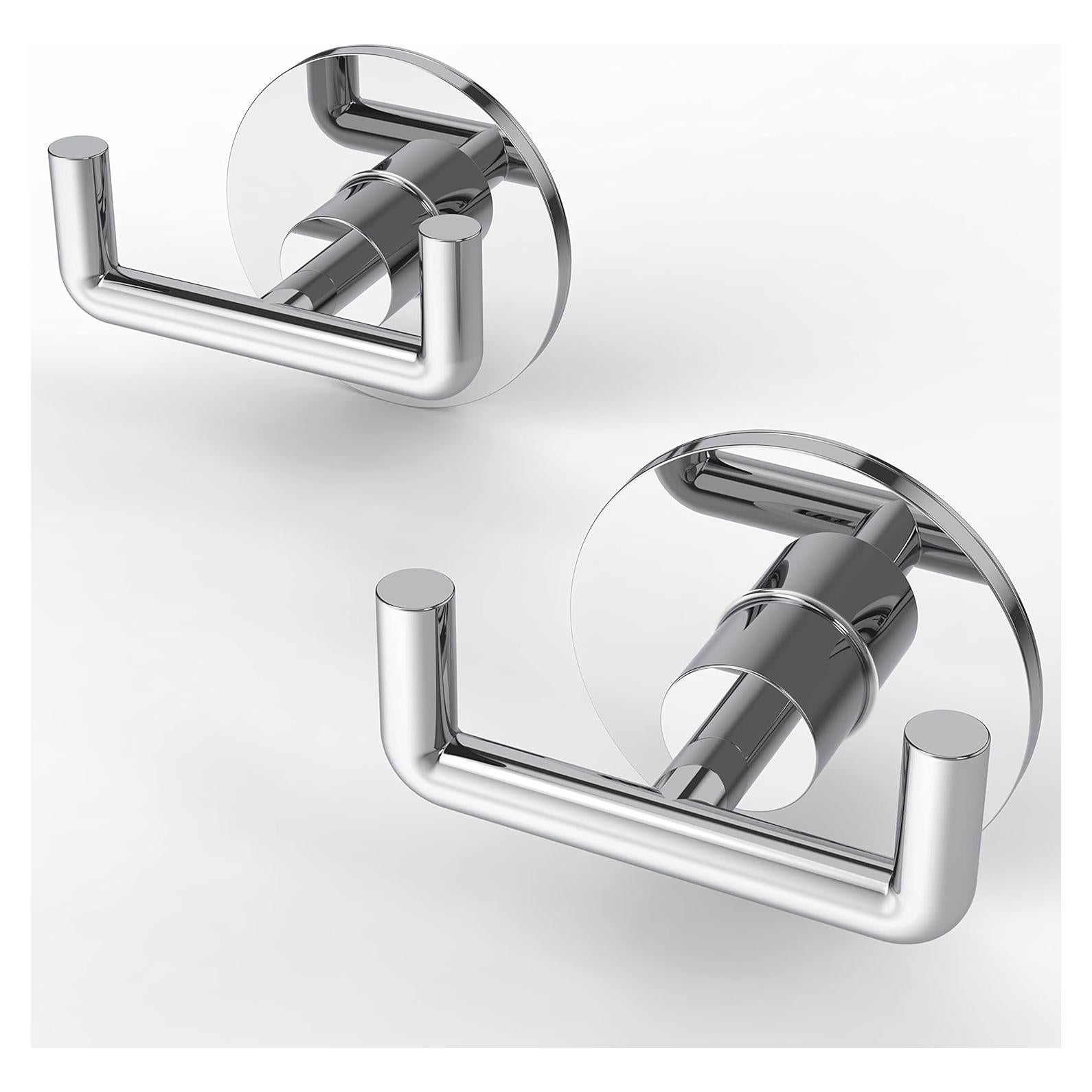 Gancho Doble Adhesivo Ruacq Redondo Acero Inoxidable 2 Pzs